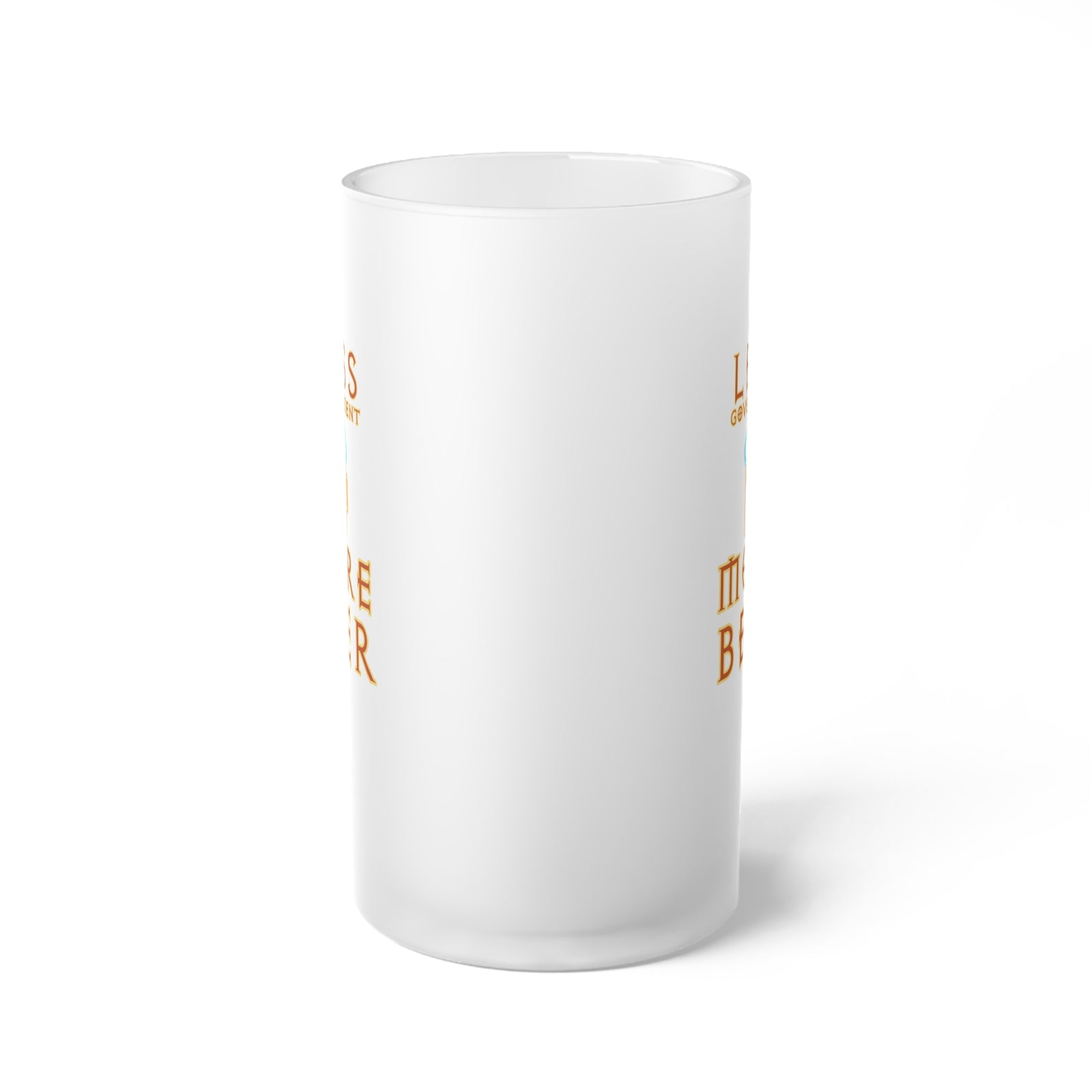 Less Government More Beer Frosted Glass Beer Mug, 16oz