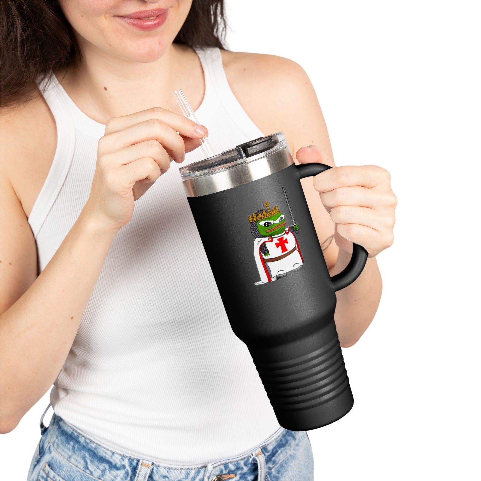 Crusader Pepe 40oz Tumbler - Deus Vult Insulated Travel Mug