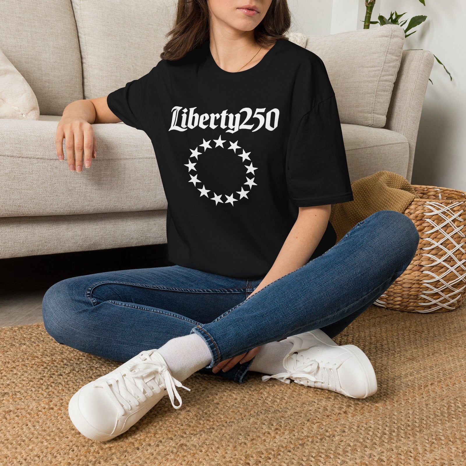 Liberty250 T-Shirt — Vintage Betsy Ross Star Circle Patriotic Tee