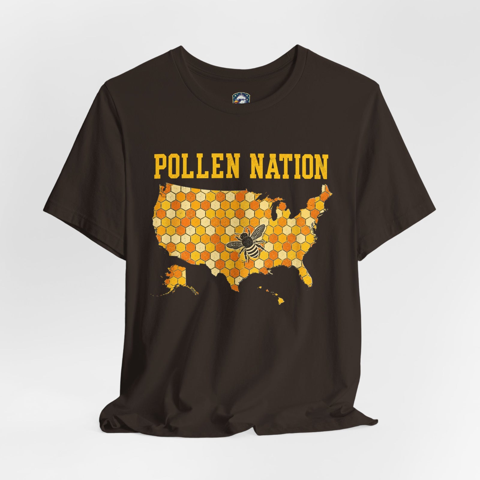 Pollen Nation T-Shirt – USA Honeycomb Map with Bee Graphic