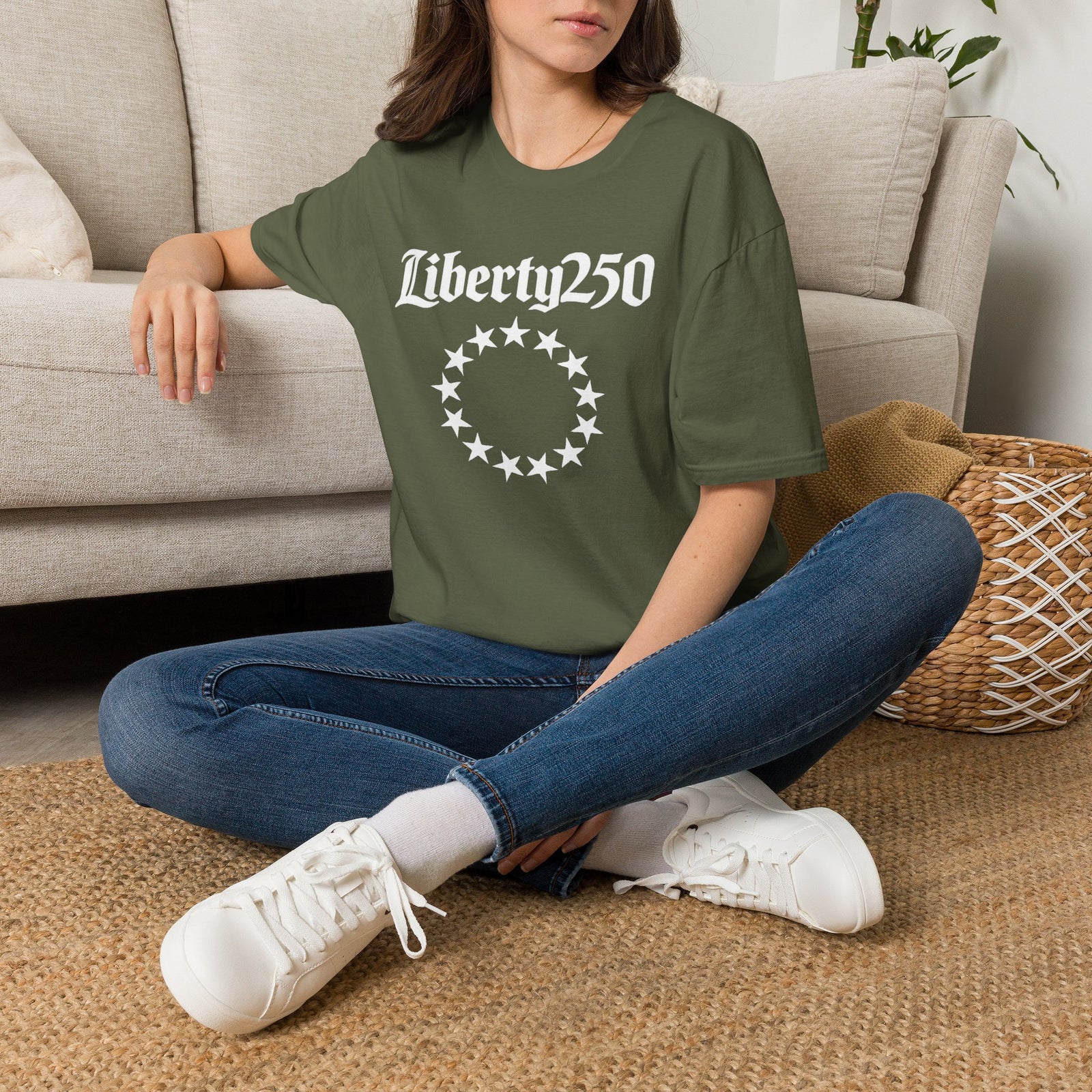 Liberty250 T-Shirt — Vintage Betsy Ross Star Circle Patriotic Tee