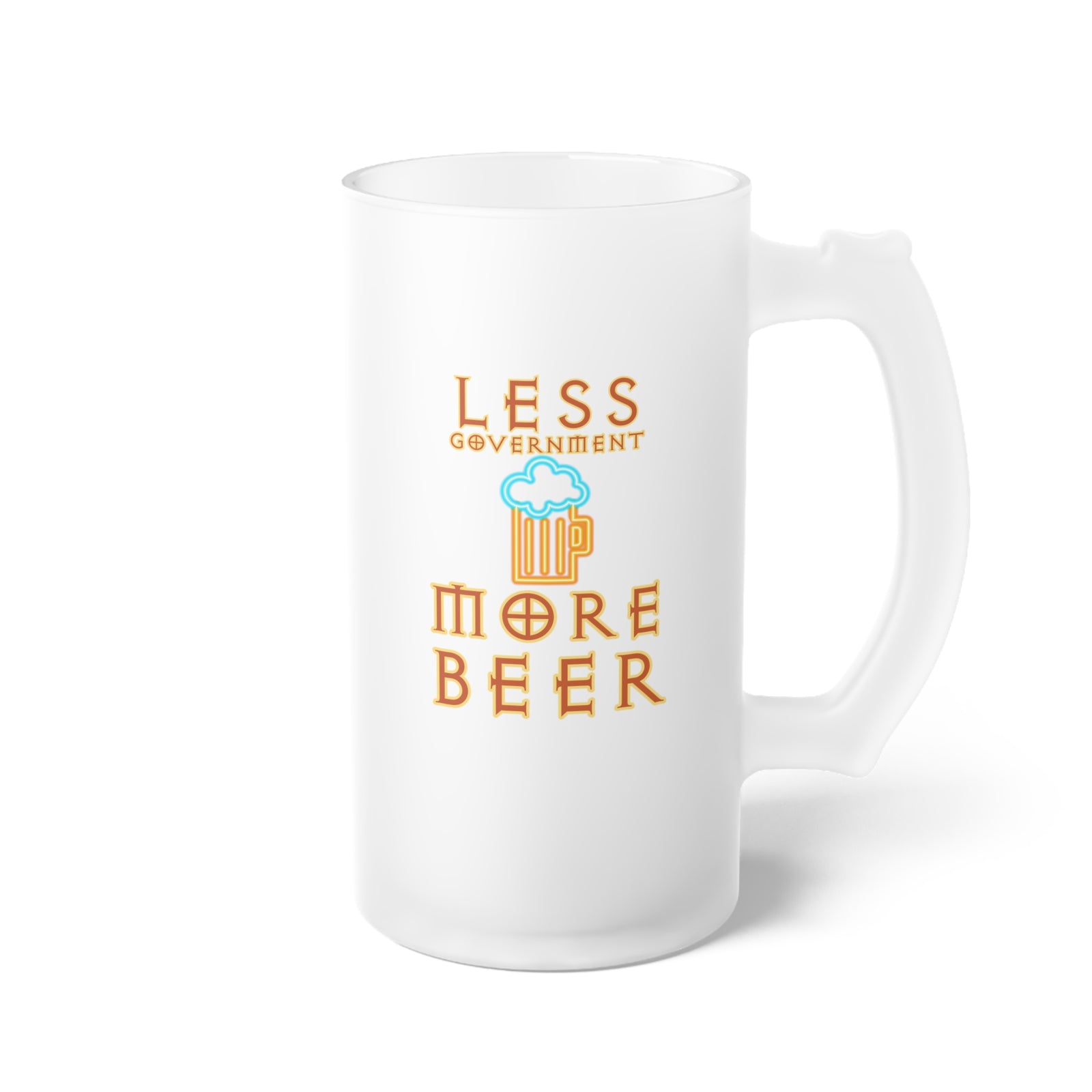 Less Government More Beer Frosted Glass Beer Mug, 16oz