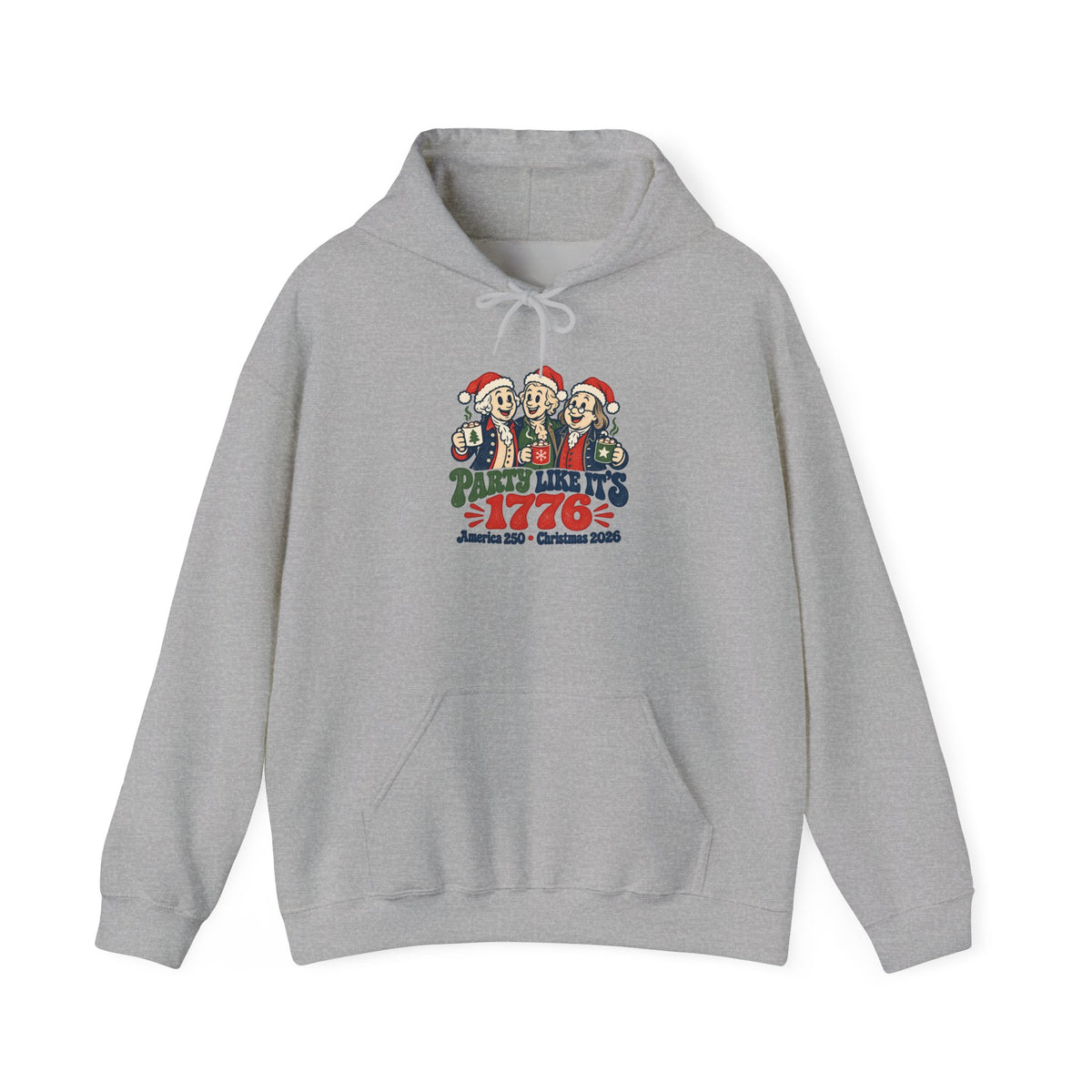1776 Christmas Party Hoodie - Patriotic Santa Carolers Holiday Sweatshirt