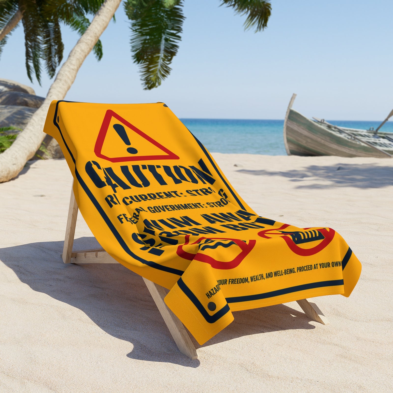 Caution: Federal Government Beach Towel