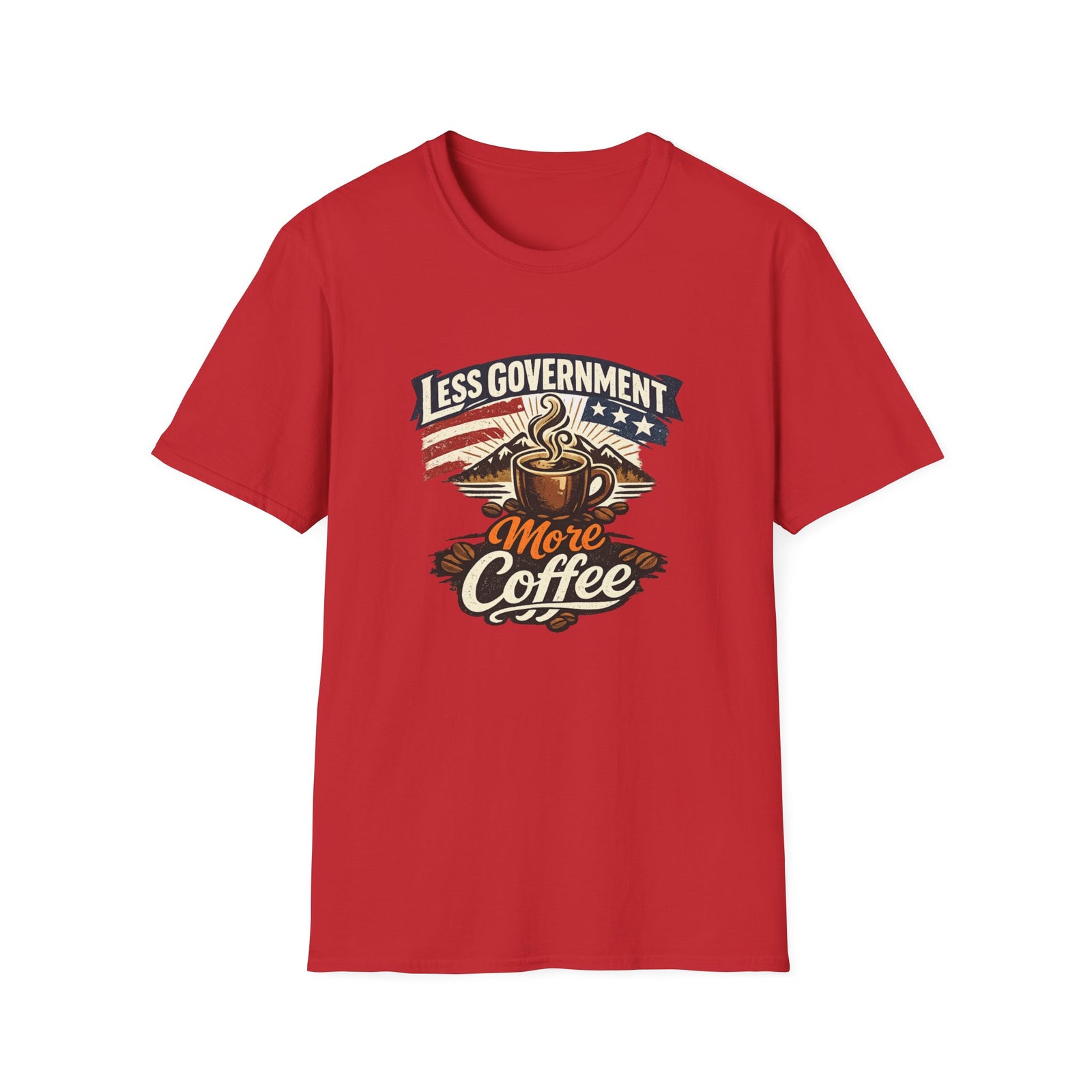 Less Government More Coffee T-Shirt — Patriotic Vintage Coffee Lover Tee