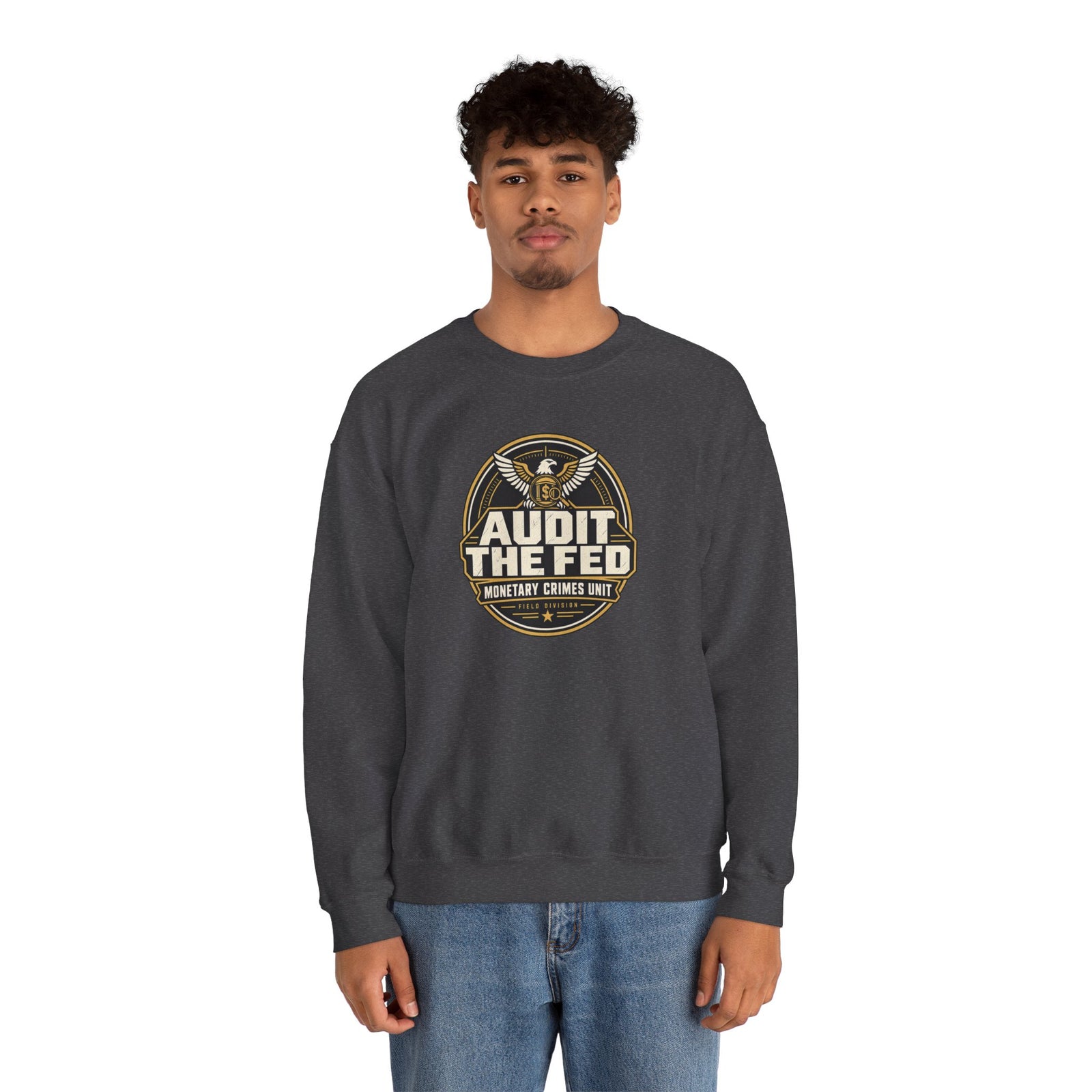Audit The Fed Crewneck Sweatshirt — Monetary Crimes Unit Emblem - 4LibertyShop.com