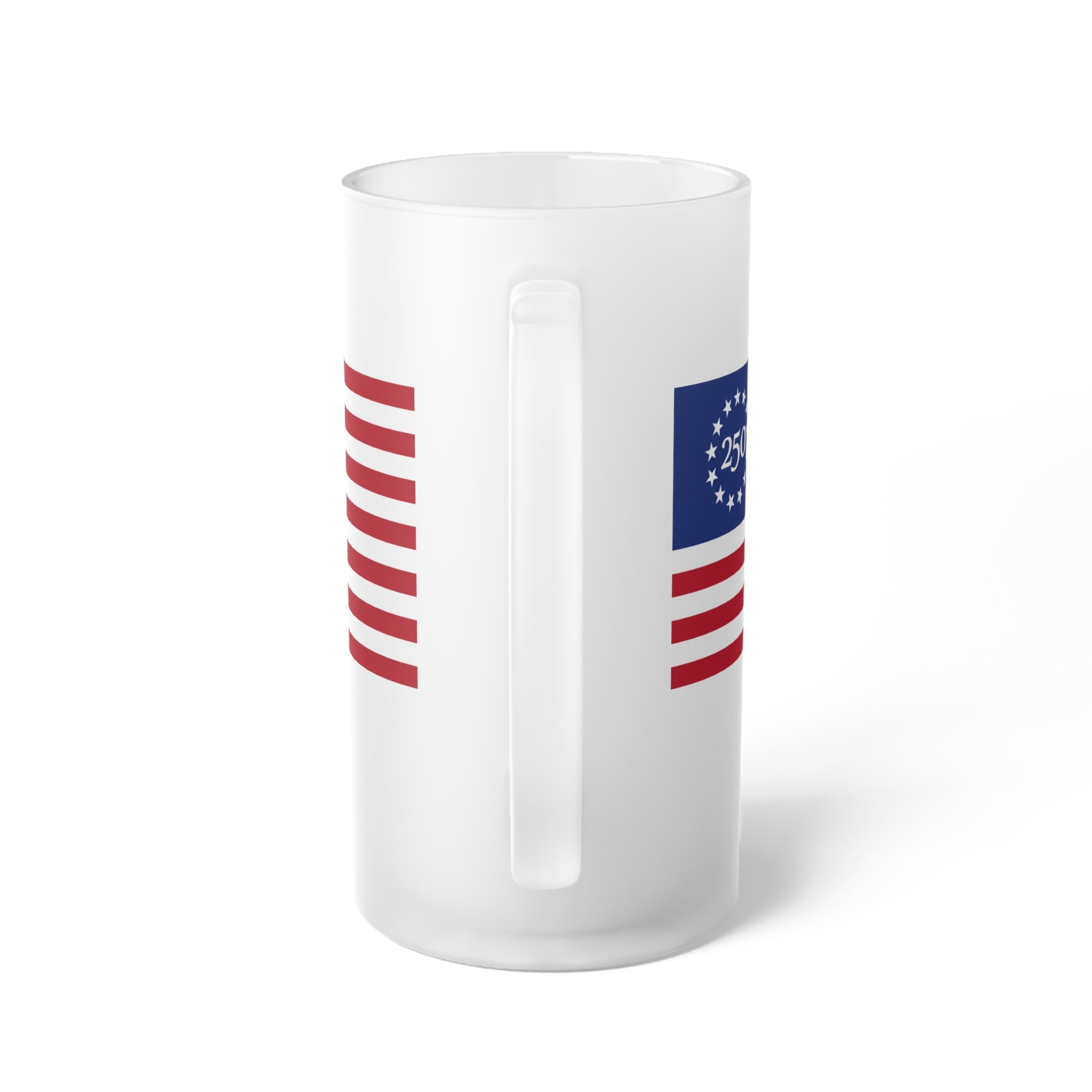 Frosted Beer Mug – 250th Anniversary Betsy Ross Flag Design