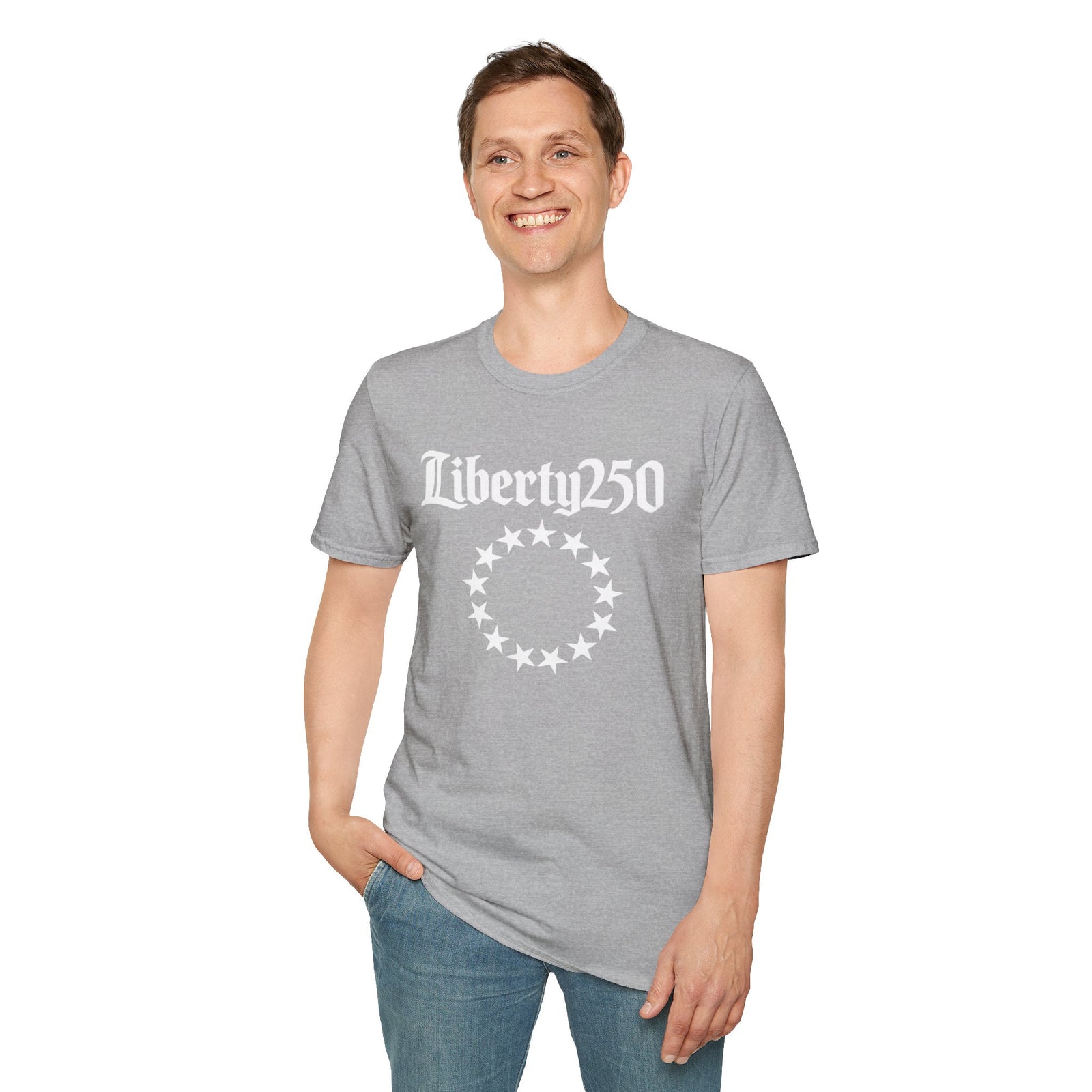 Liberty250 T-Shirt — Vintage Betsy Ross Star Circle Patriotic Tee