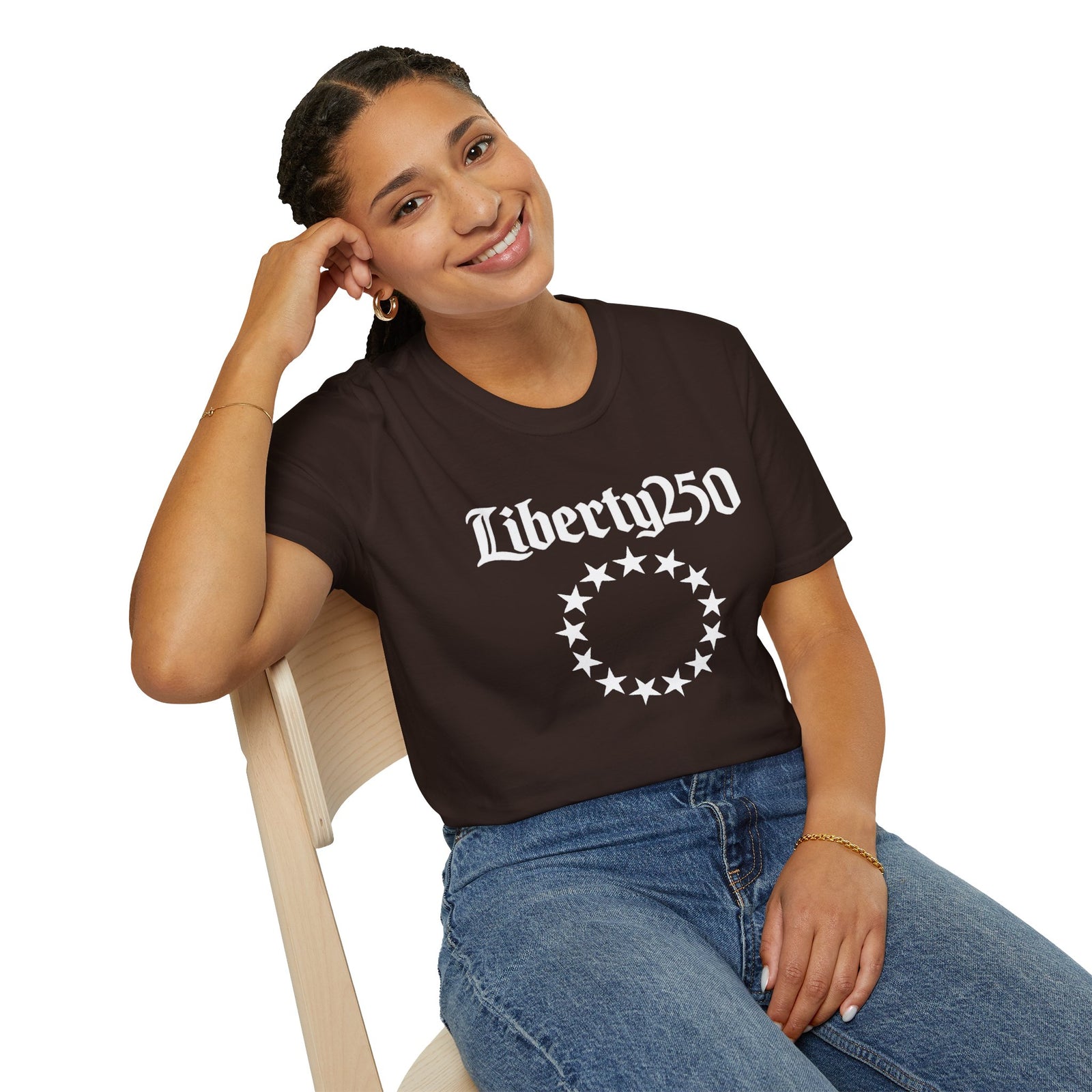 Liberty250 T-Shirt — Vintage Betsy Ross Star Circle Patriotic Tee
