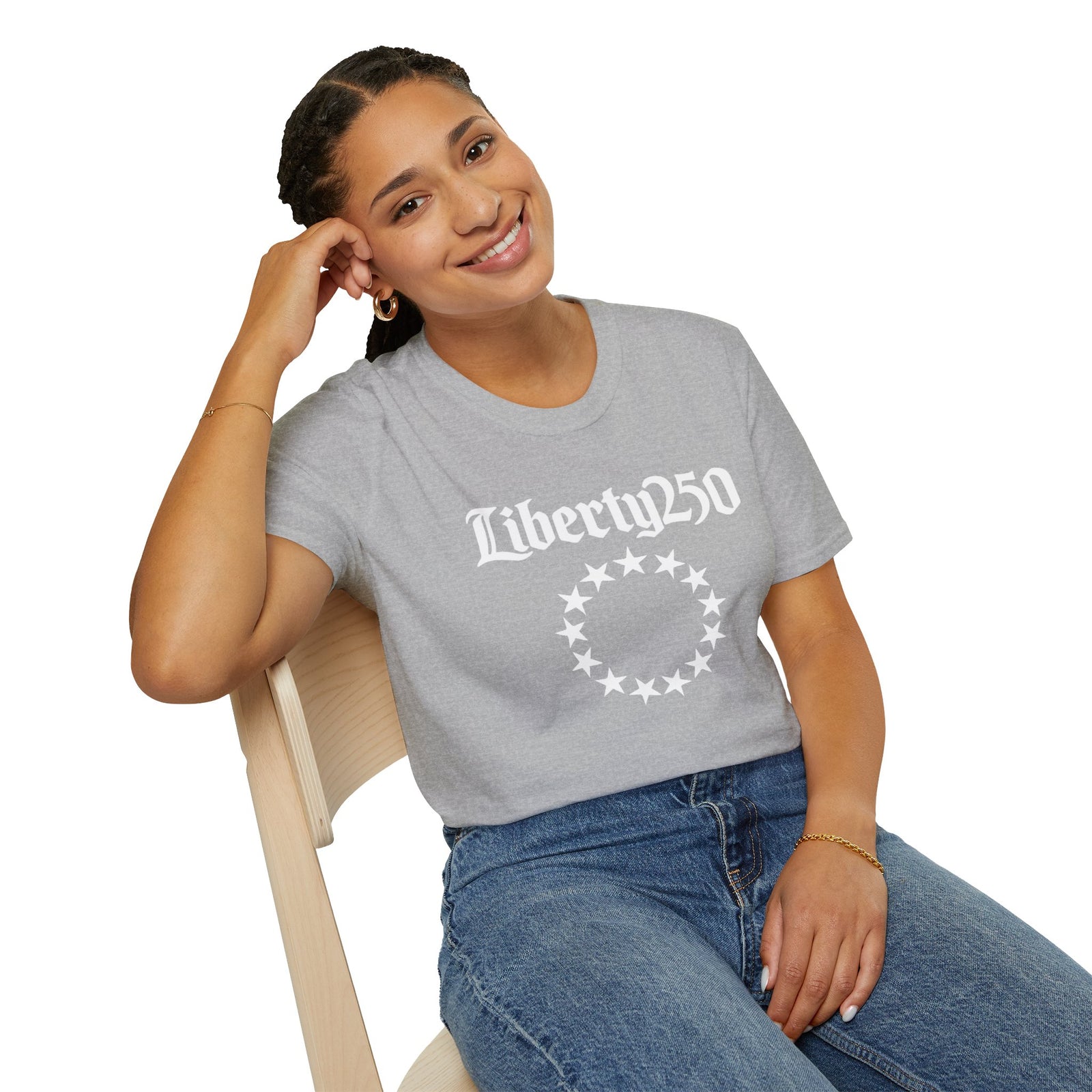 Liberty250 T-Shirt — Vintage Betsy Ross Star Circle Patriotic Tee