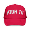 High IQ Foam Trucker Hat — Vintage Lettering Mesh Cap