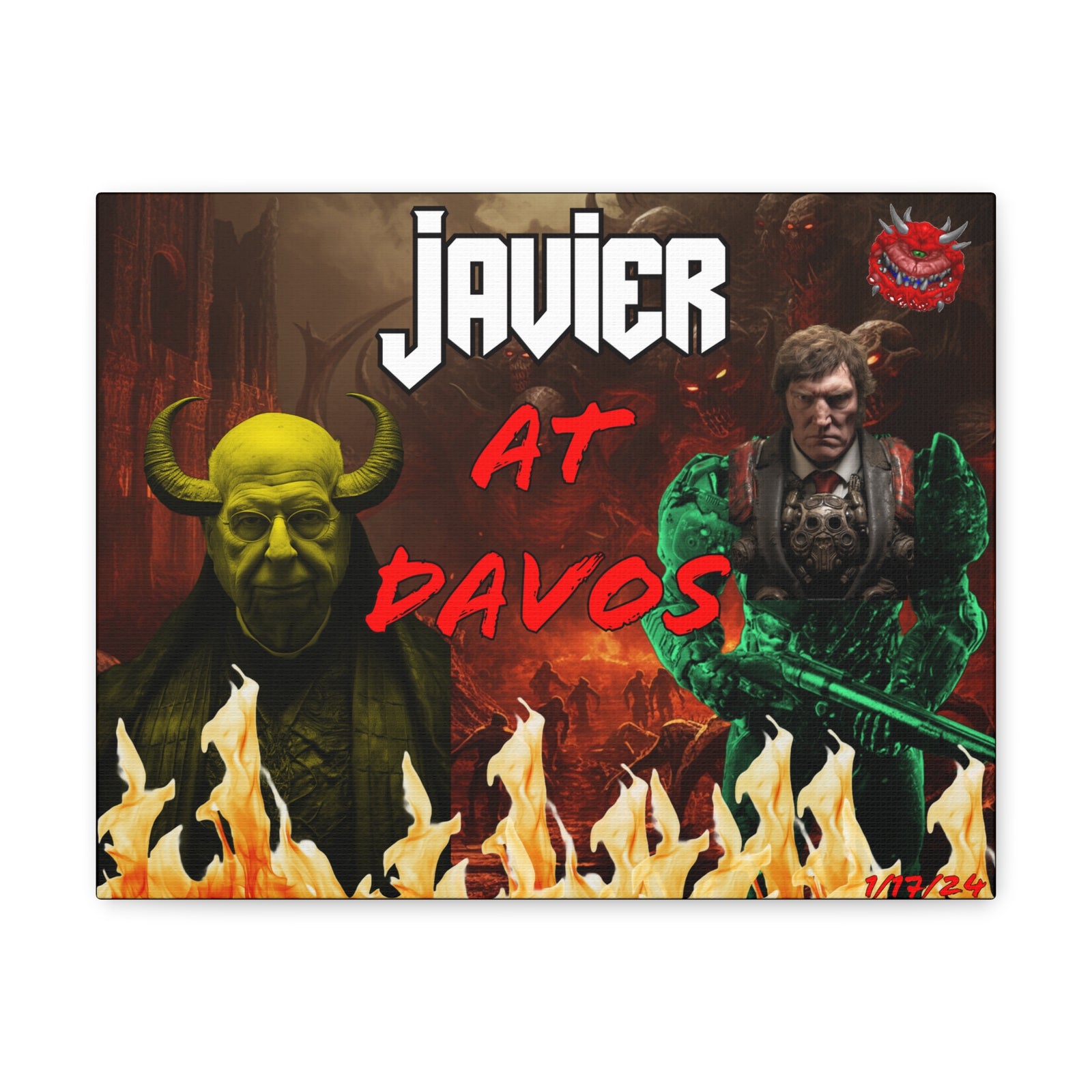 Javier Milei Space Marine in Davos Canvas Print