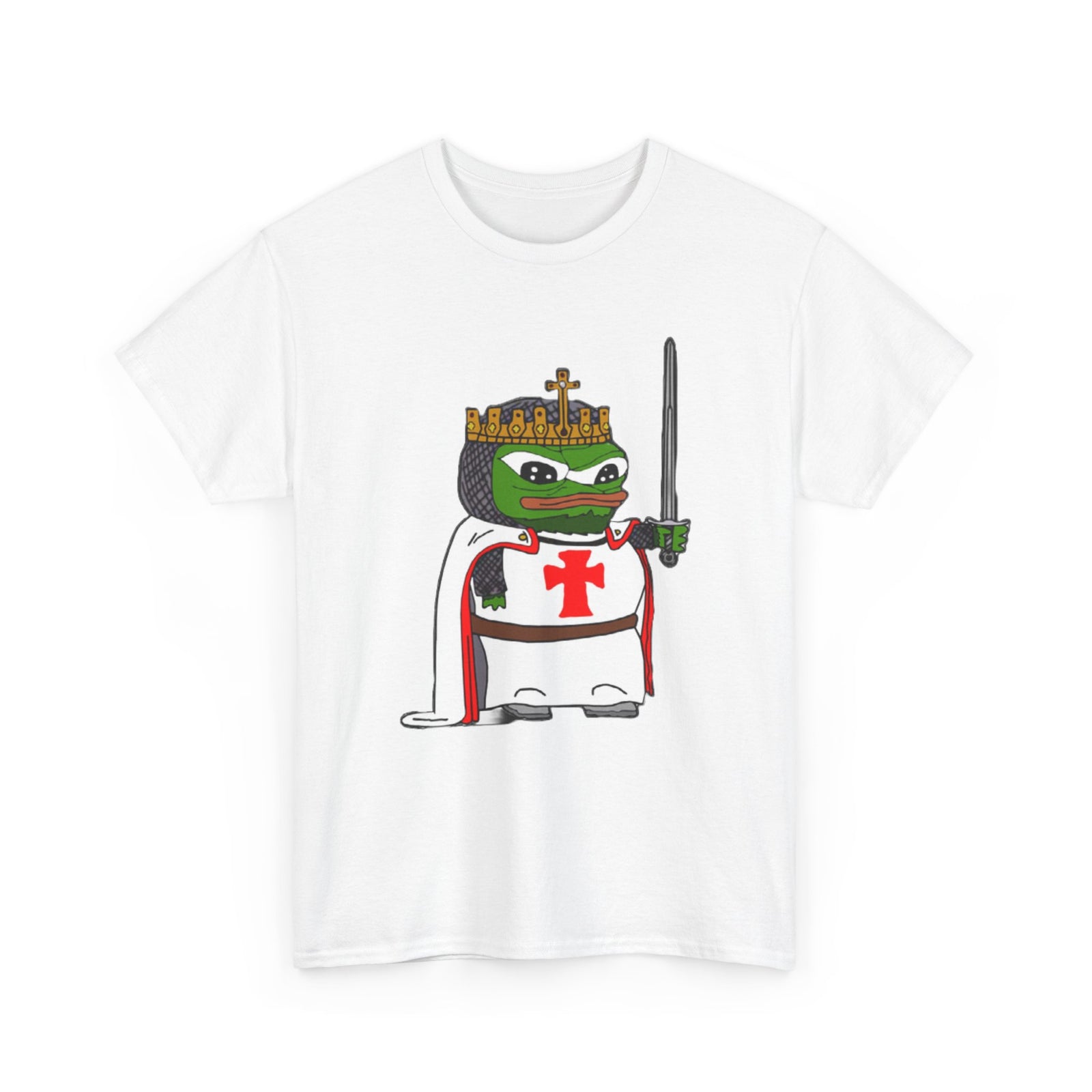 Pepe the Crusader Knight Unisex Heavy Cotton Tee - Deus Vult