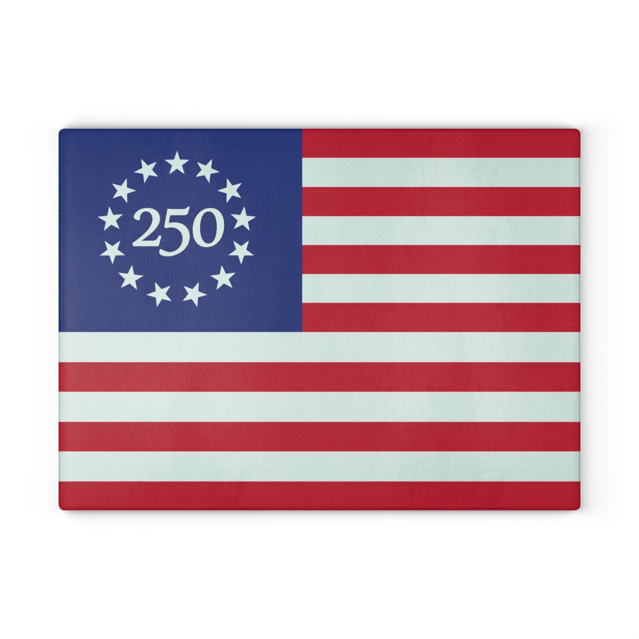250th Anniversary American Flag Glass Cutting Board — Patriotic Kitchen Decor