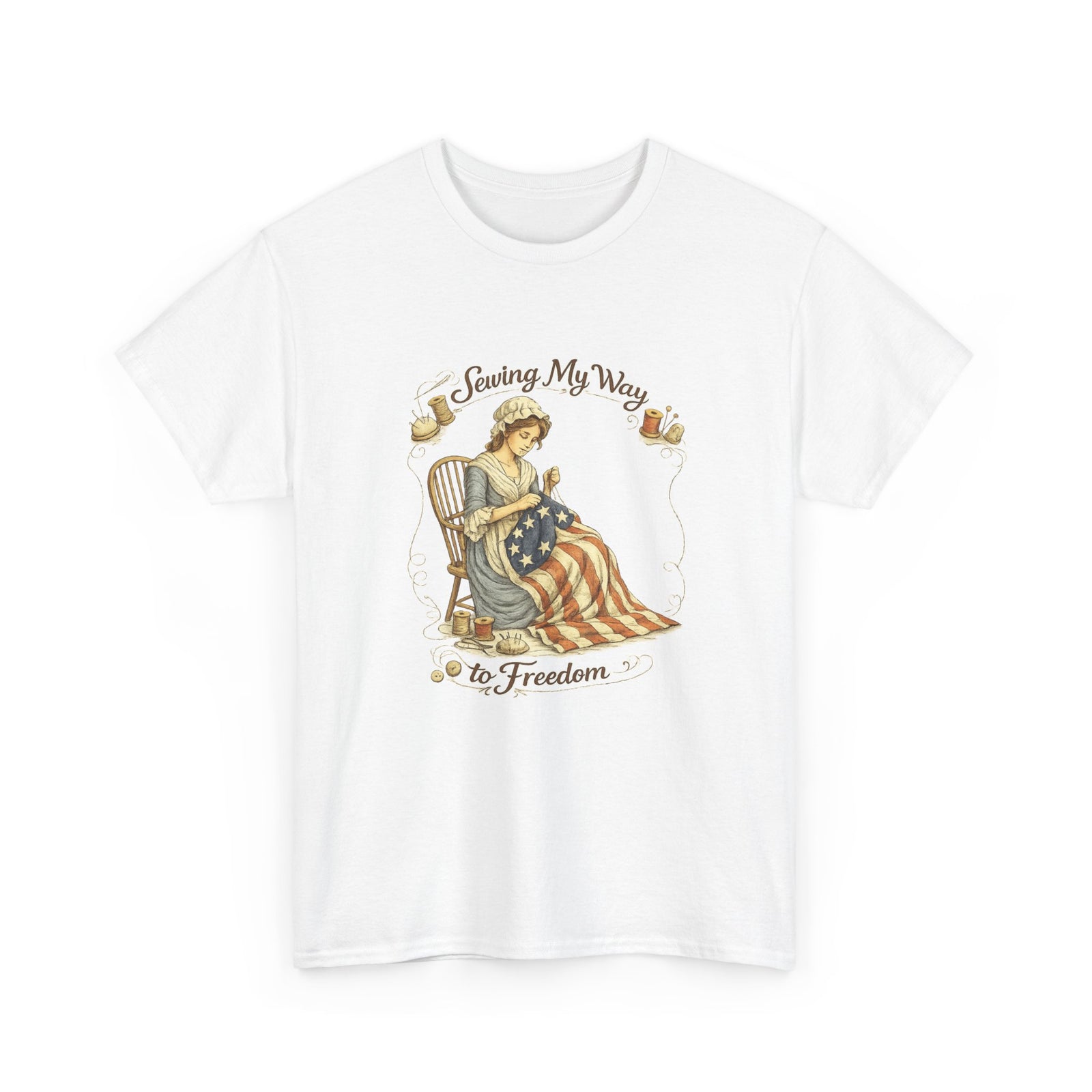 Patriotic 'Sewing My Way to Freedom' Tee