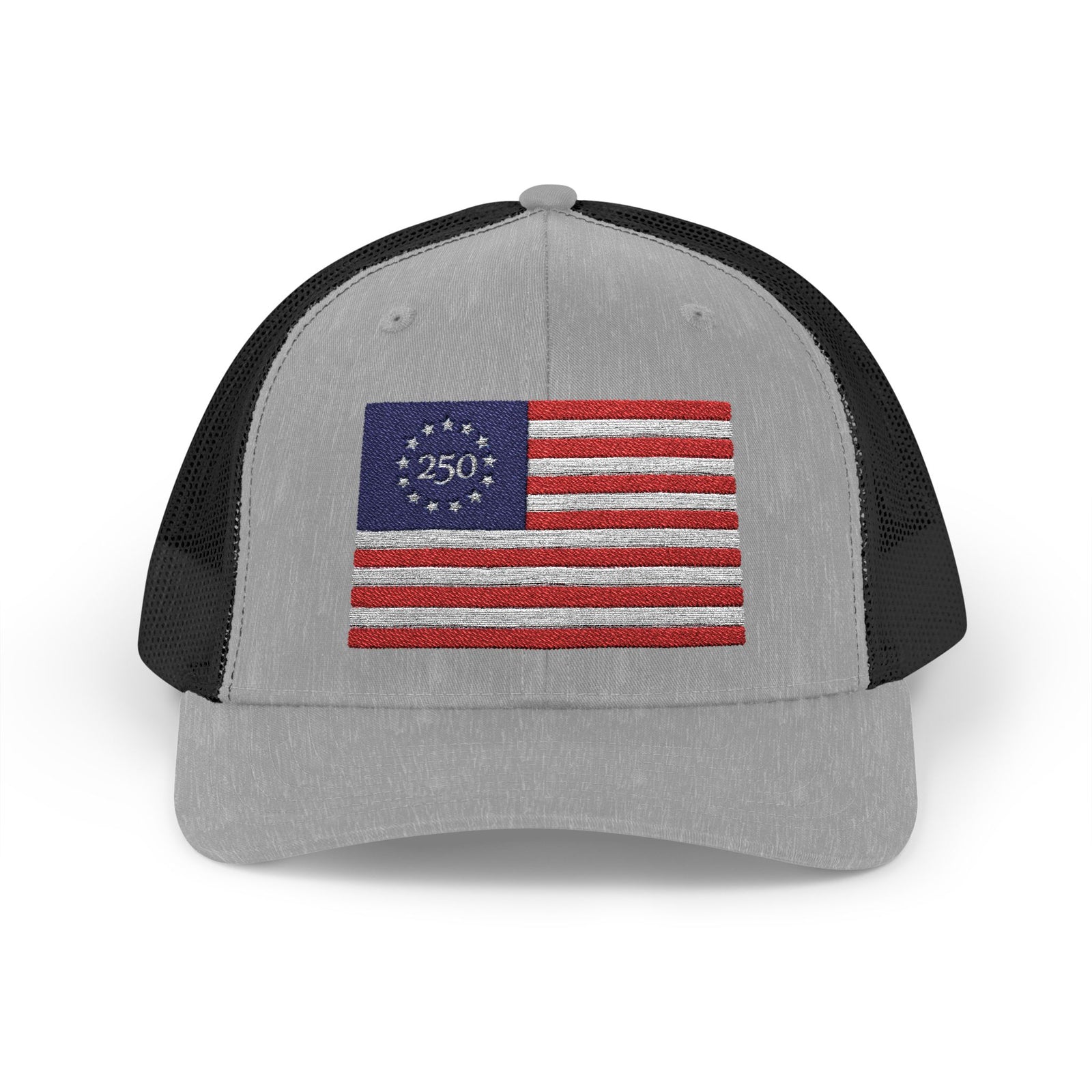Betsy Ross Flag Snapback Trucker Cap — 250th Anniversary Vintage 13-Star American Flag Hat