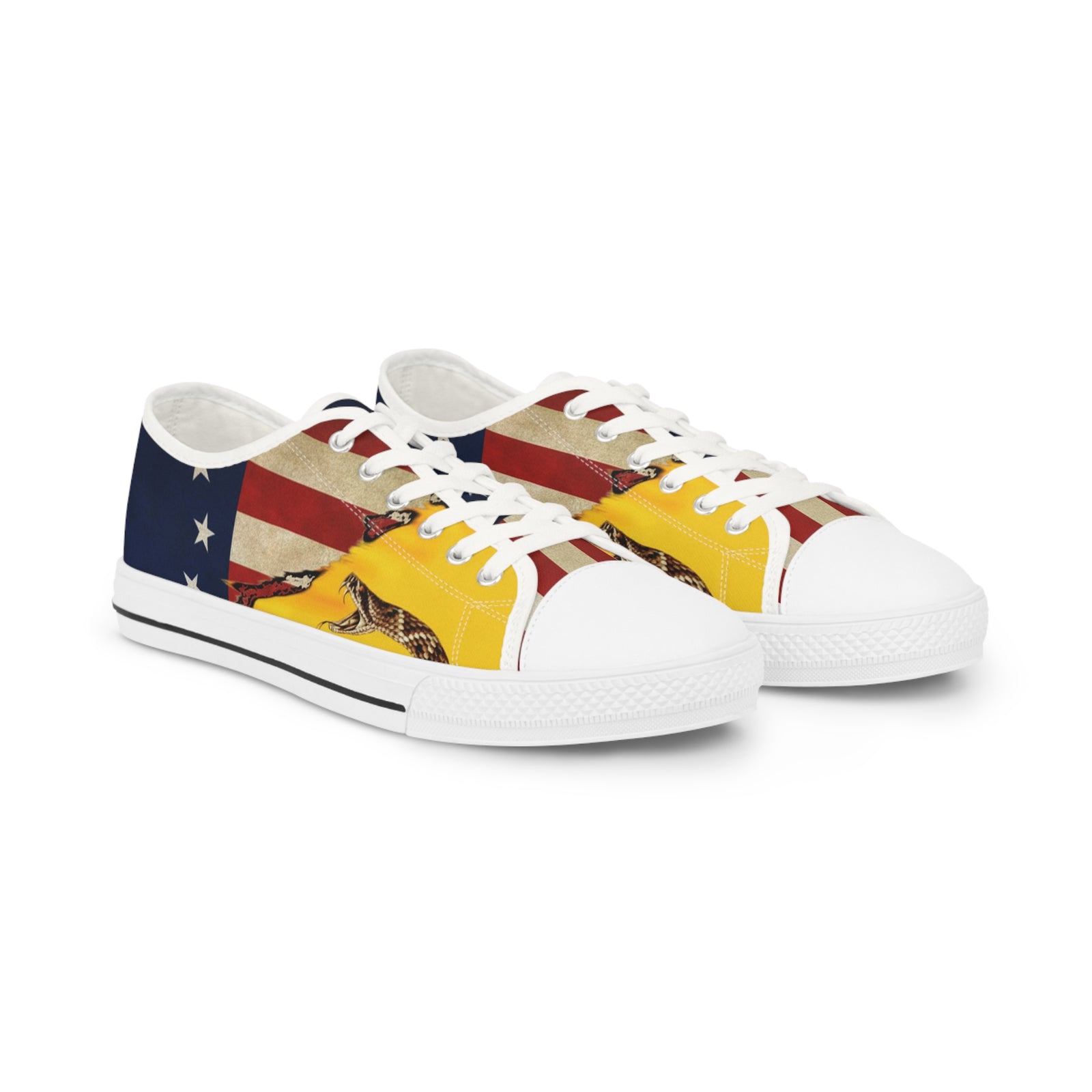 Homeschool Workshop - Patriotic Betsy Ross Gadsden Snake Vintage Flag Low Top Sneakers