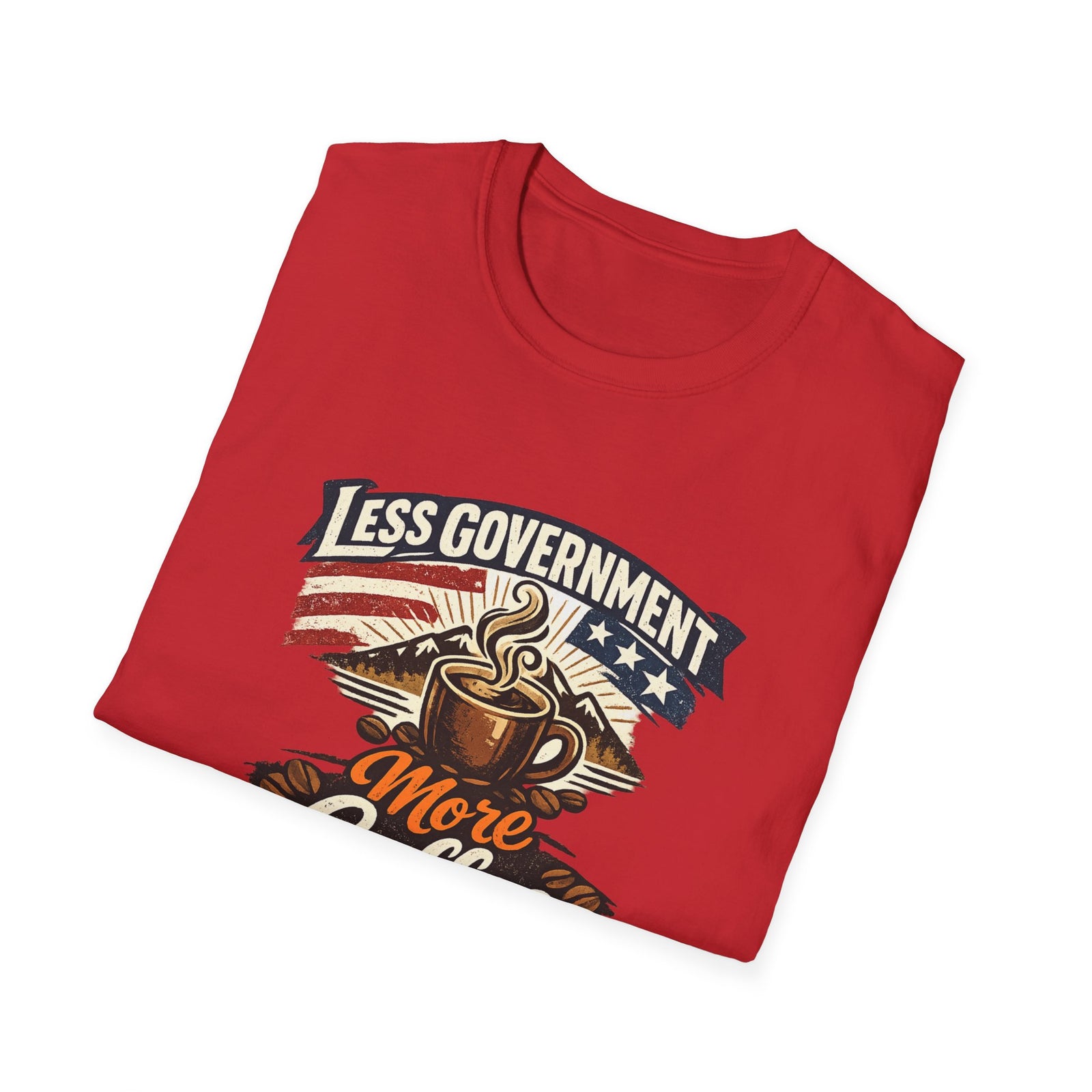 Less Government More Coffee T-Shirt — Patriotic Vintage Coffee Lover Tee