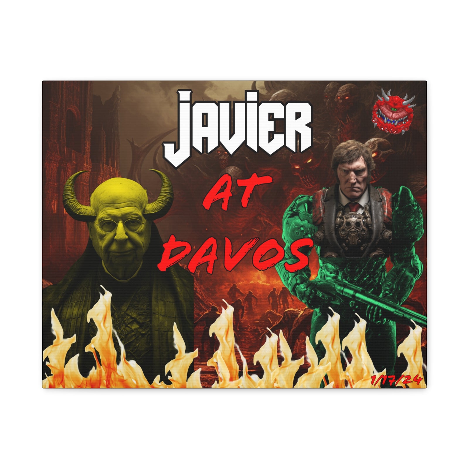 Javier Milei Space Marine in Davos Canvas Print