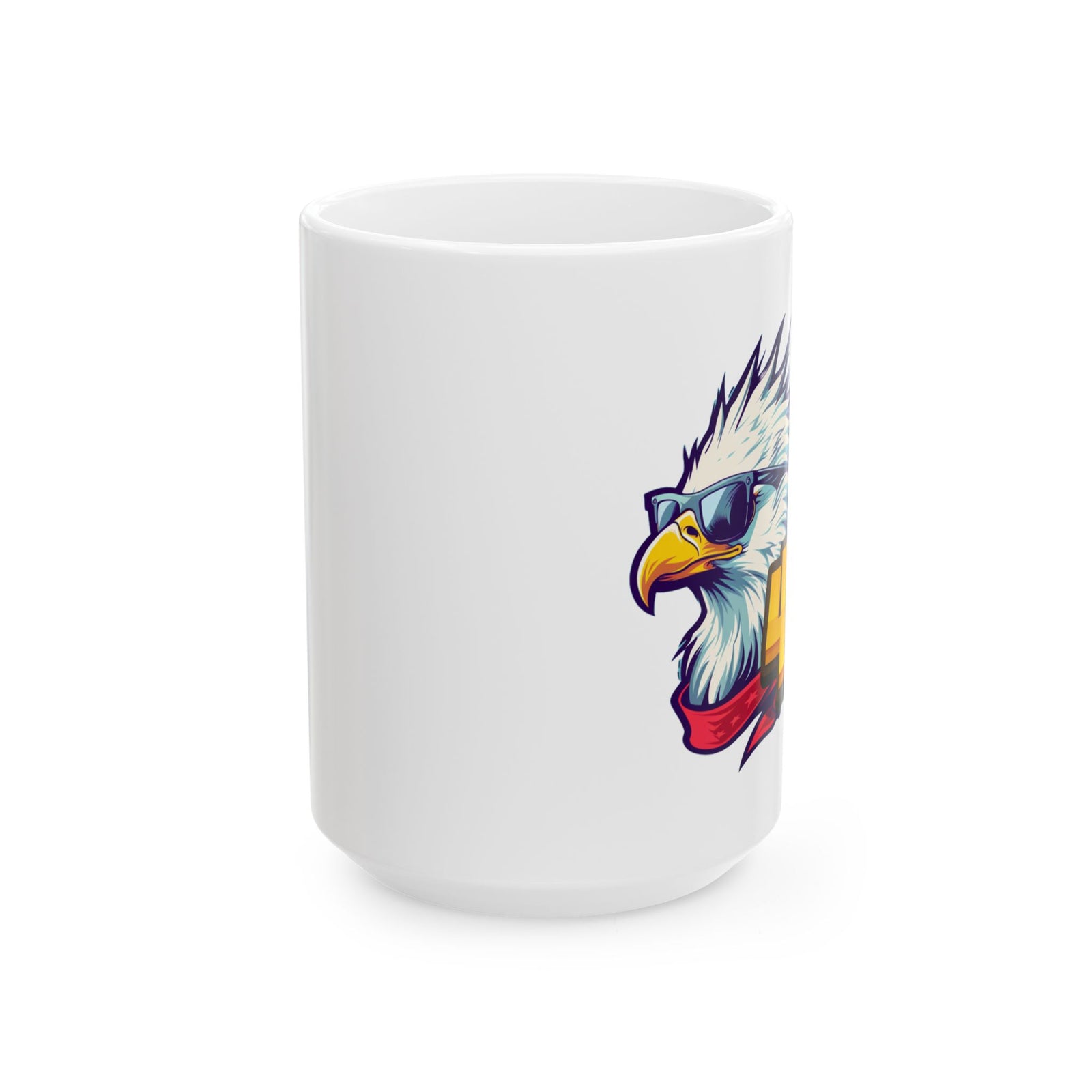 4Liberty Network Patriotic Eagle Mug – Cool Sunglasses Bald Eagle Ceramic Coffee Cup (11oz, 15oz)