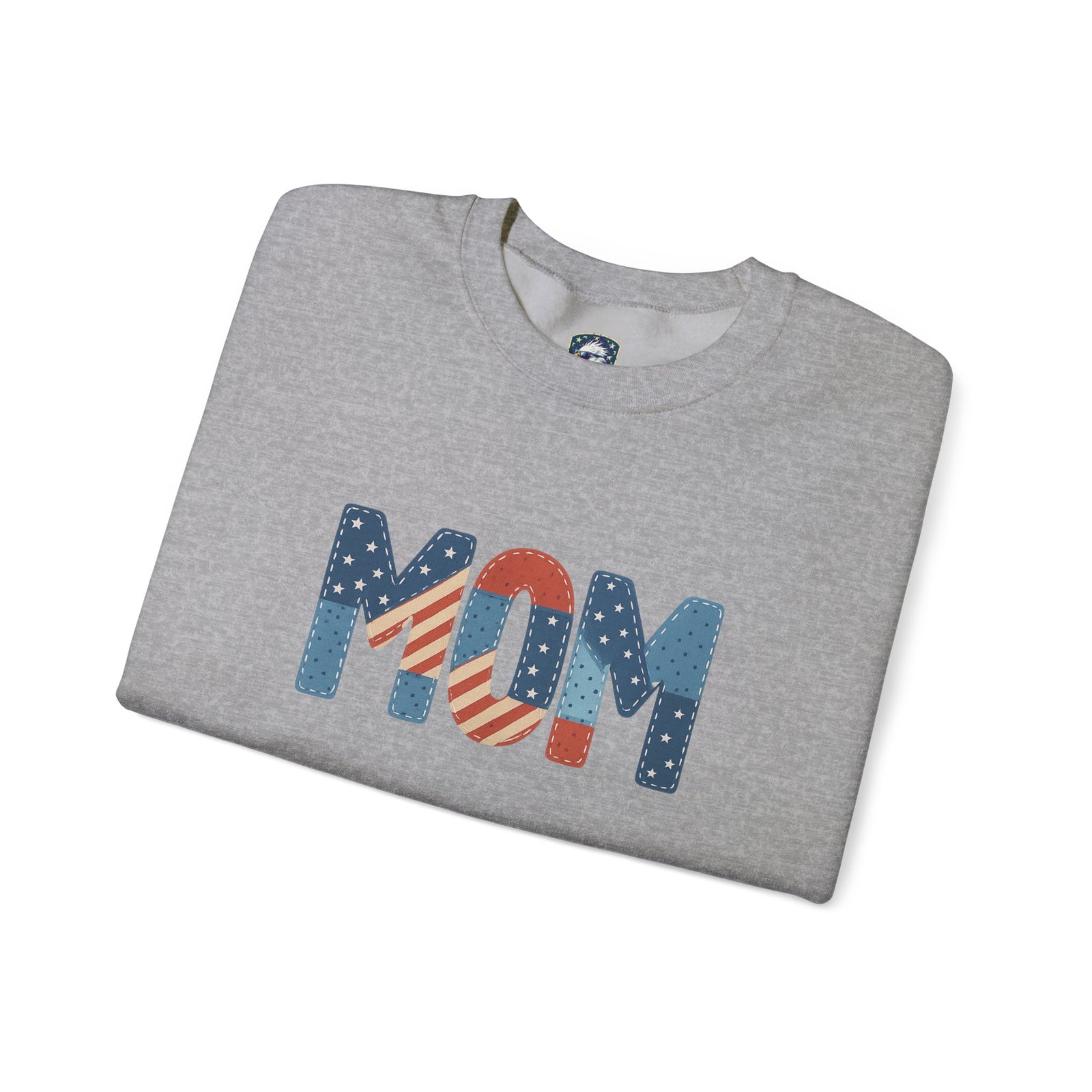 Embroidered Patriotic Mom Crewneck Sweatshirt