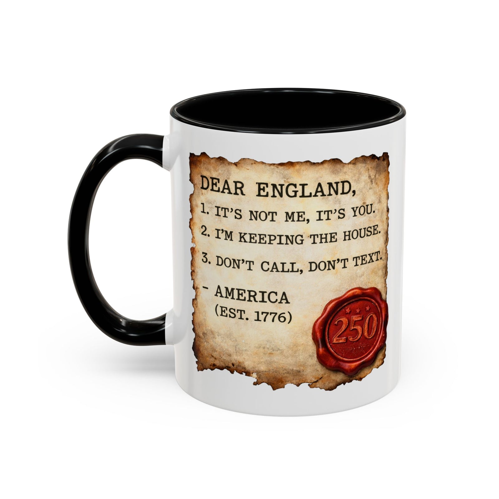 Walton & Johnson Dear England Funny 250th Anniversary Coffee Mug