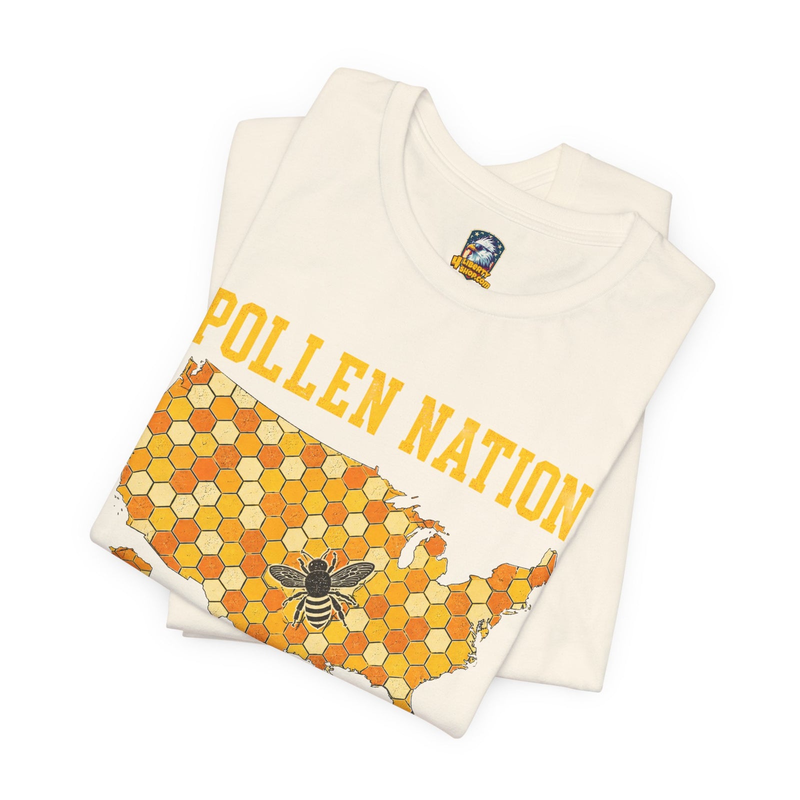 Pollen Nation T-Shirt – USA Honeycomb Map with Bee Graphic