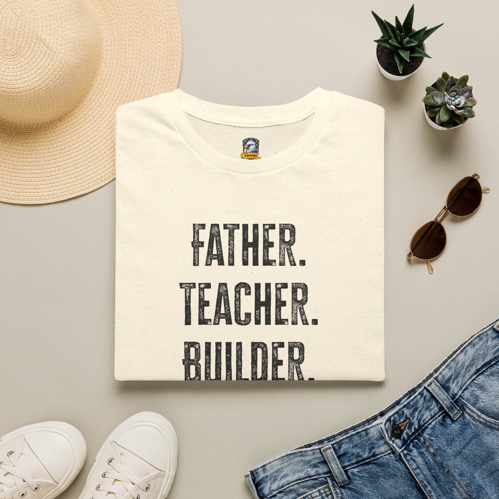 Homeschool Workshop - Father. Teacher. Builder. Homeschool Dad T-Shirt