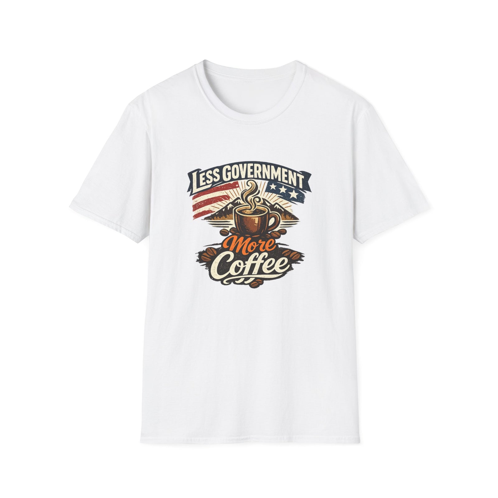 Less Government More Coffee T-Shirt — Patriotic Vintage Coffee Lover Tee