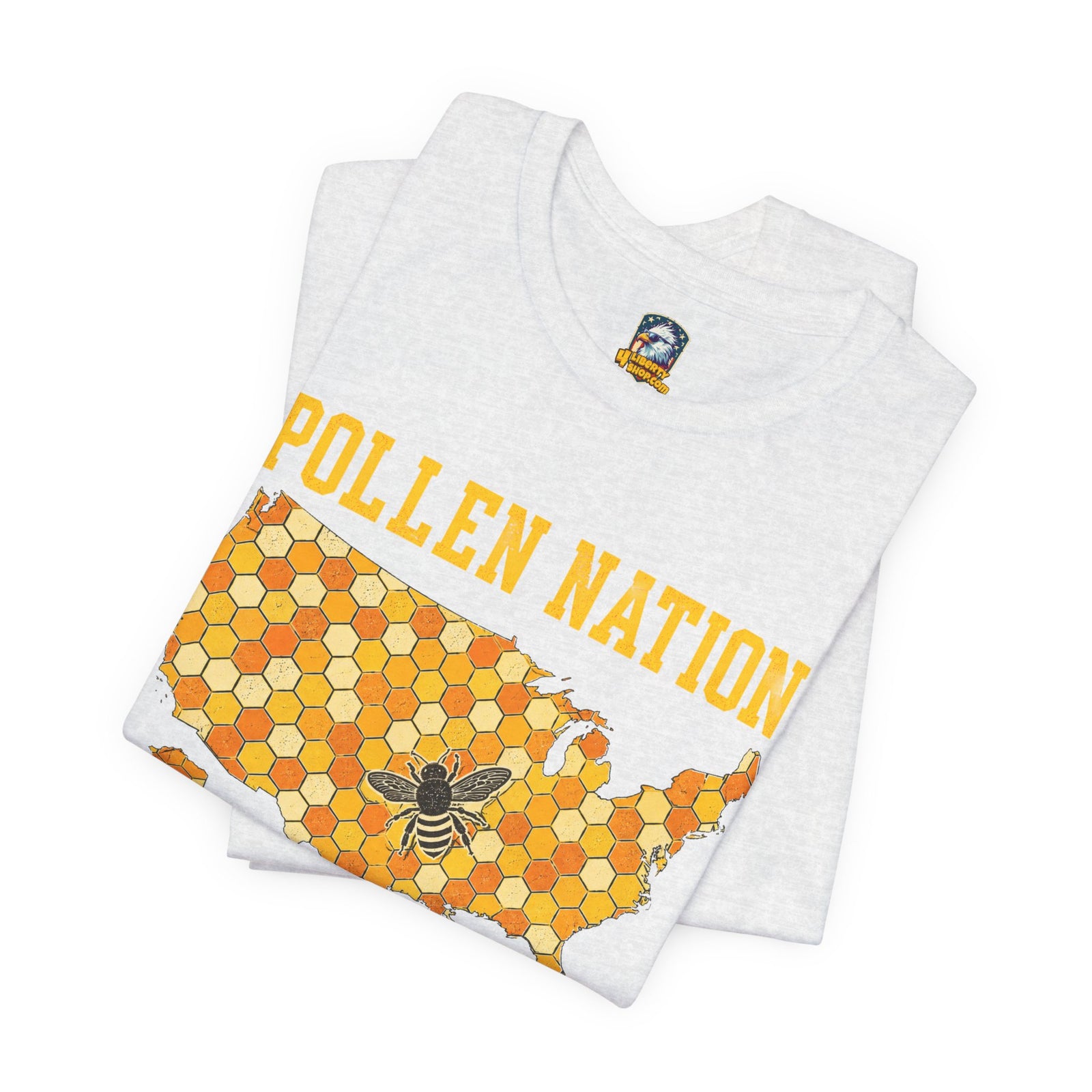 Pollen Nation T-Shirt – USA Honeycomb Map with Bee Graphic