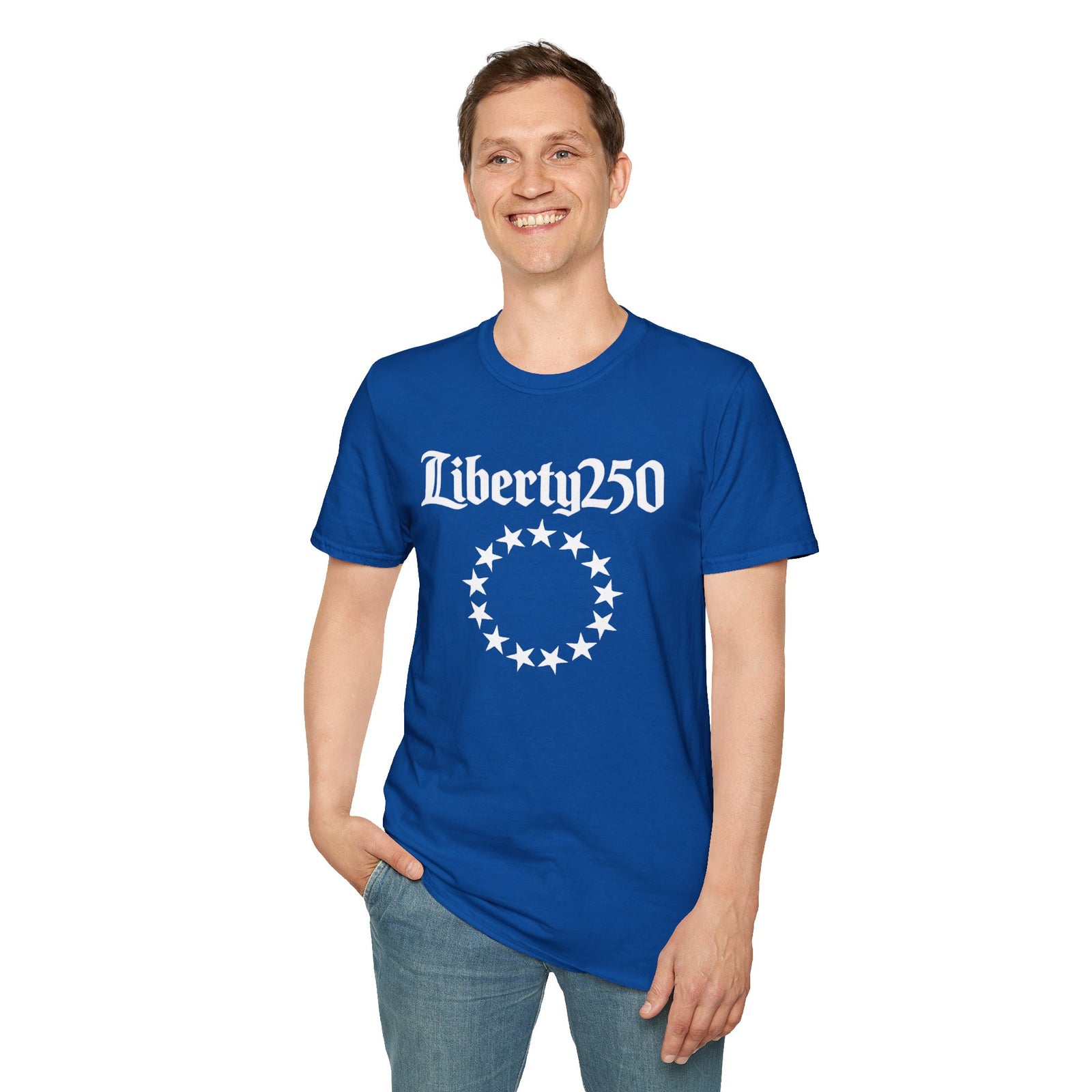 Liberty250 T-Shirt — Vintage Betsy Ross Star Circle Patriotic Tee