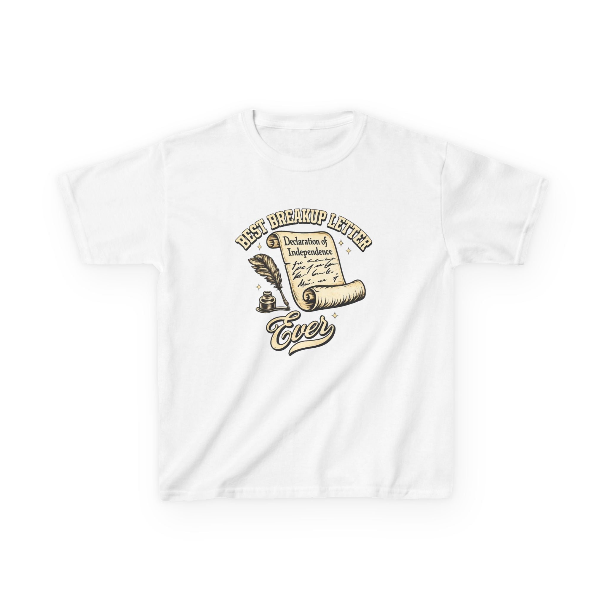 Kids T-Shirt – 'Best Breakup Letter Ever' Vintage Scroll Design
