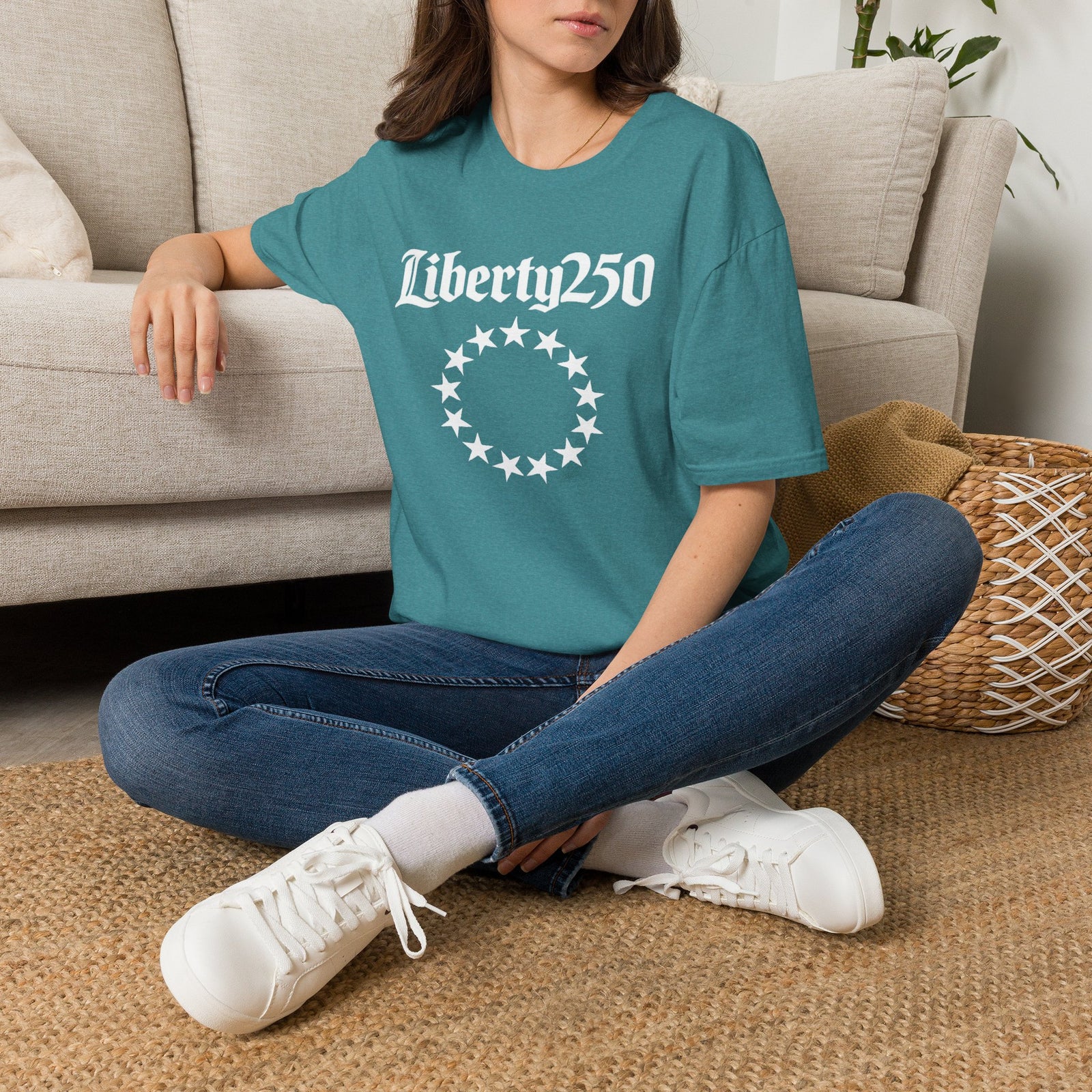 Liberty250 T-Shirt — Vintage Betsy Ross Star Circle Patriotic Tee