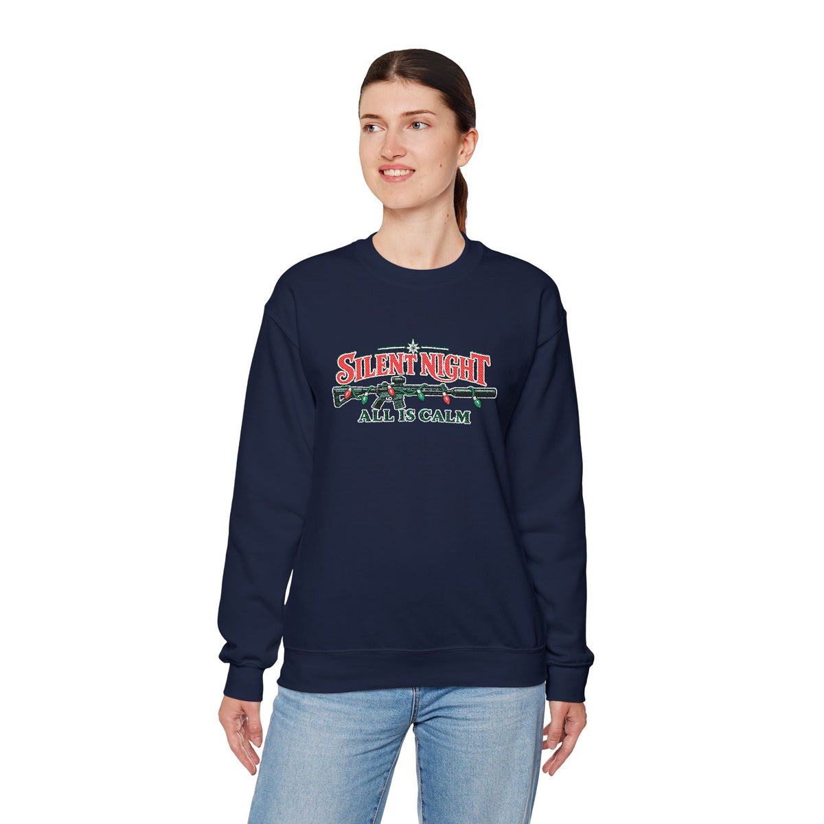 Silent Night Embroidered Christmas Sweater - 4LibertyShop.com