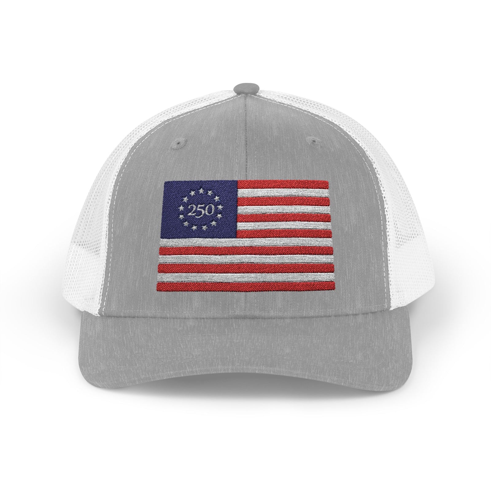 Betsy Ross Flag Snapback Trucker Cap — 250th Anniversary Vintage 13-Star American Flag Hat