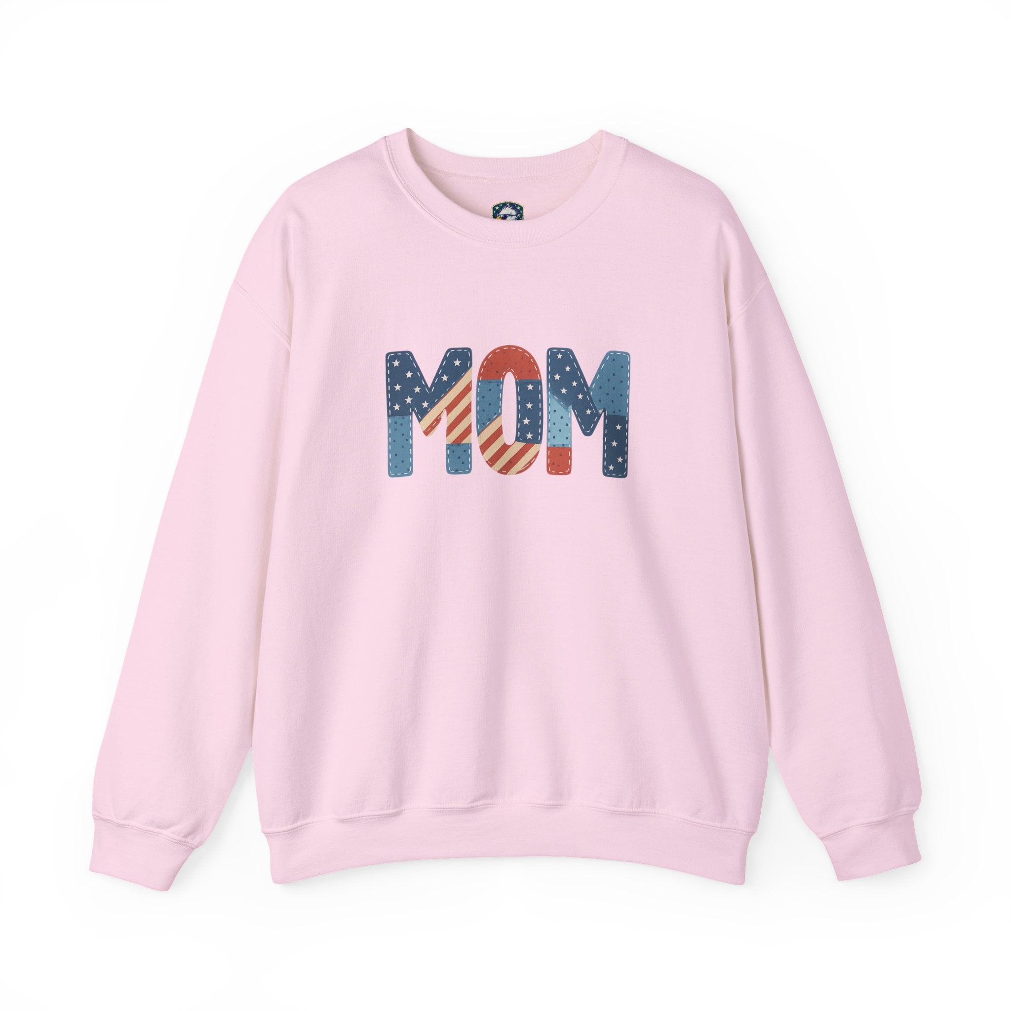 Embroidered Patriotic Mom Crewneck Sweatshirt