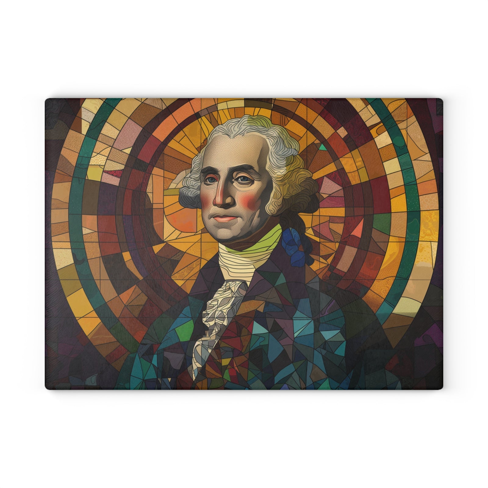 Stained Glass George Washington Glass Cutting Board - Premium Patriotic Kitchen Decor