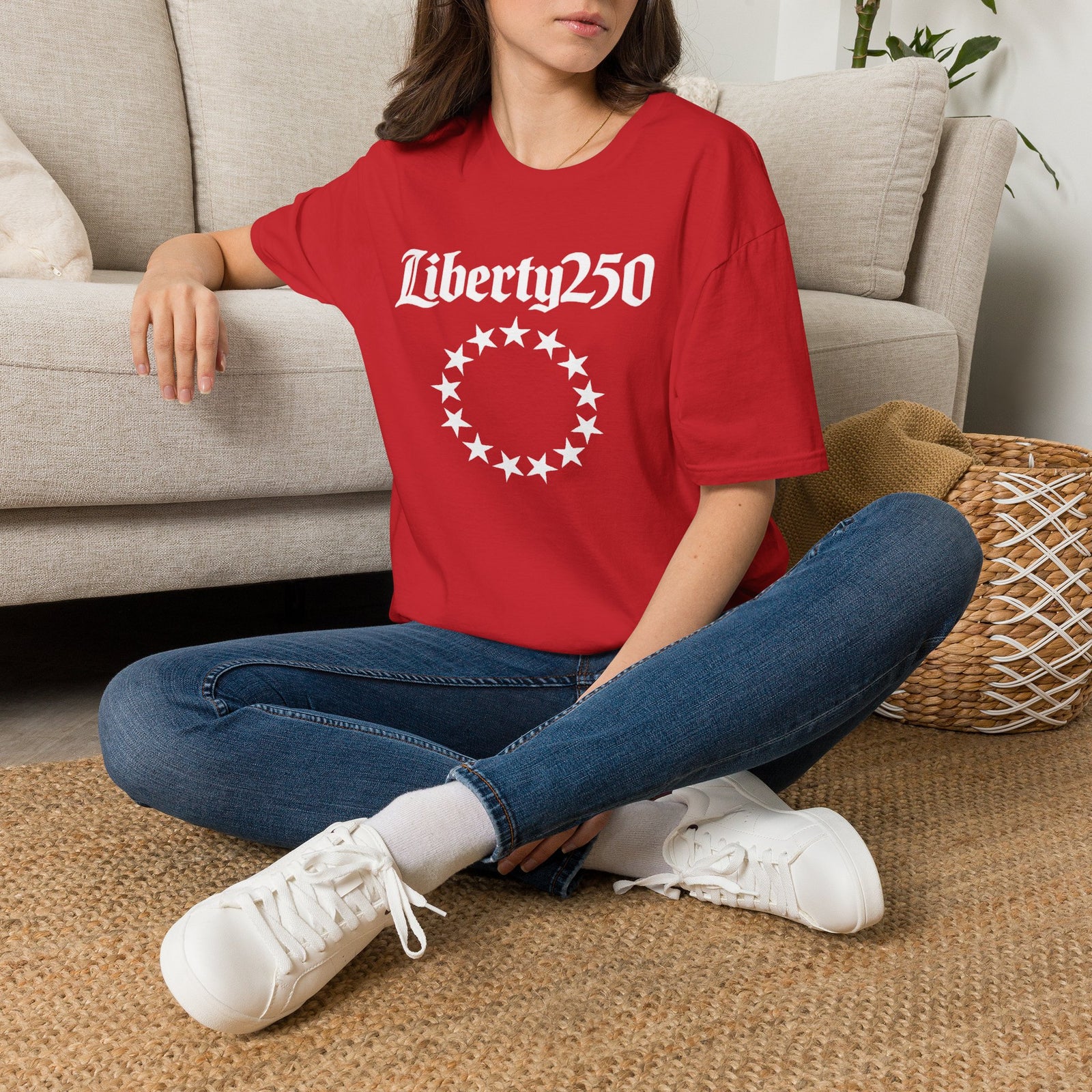 Liberty250 T-Shirt — Vintage Betsy Ross Star Circle Patriotic Tee