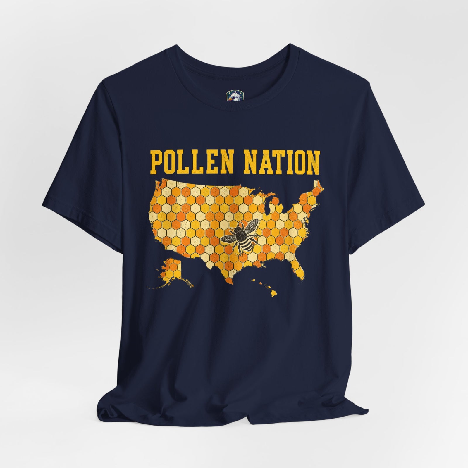 Pollen Nation T-Shirt – USA Honeycomb Map with Bee Graphic