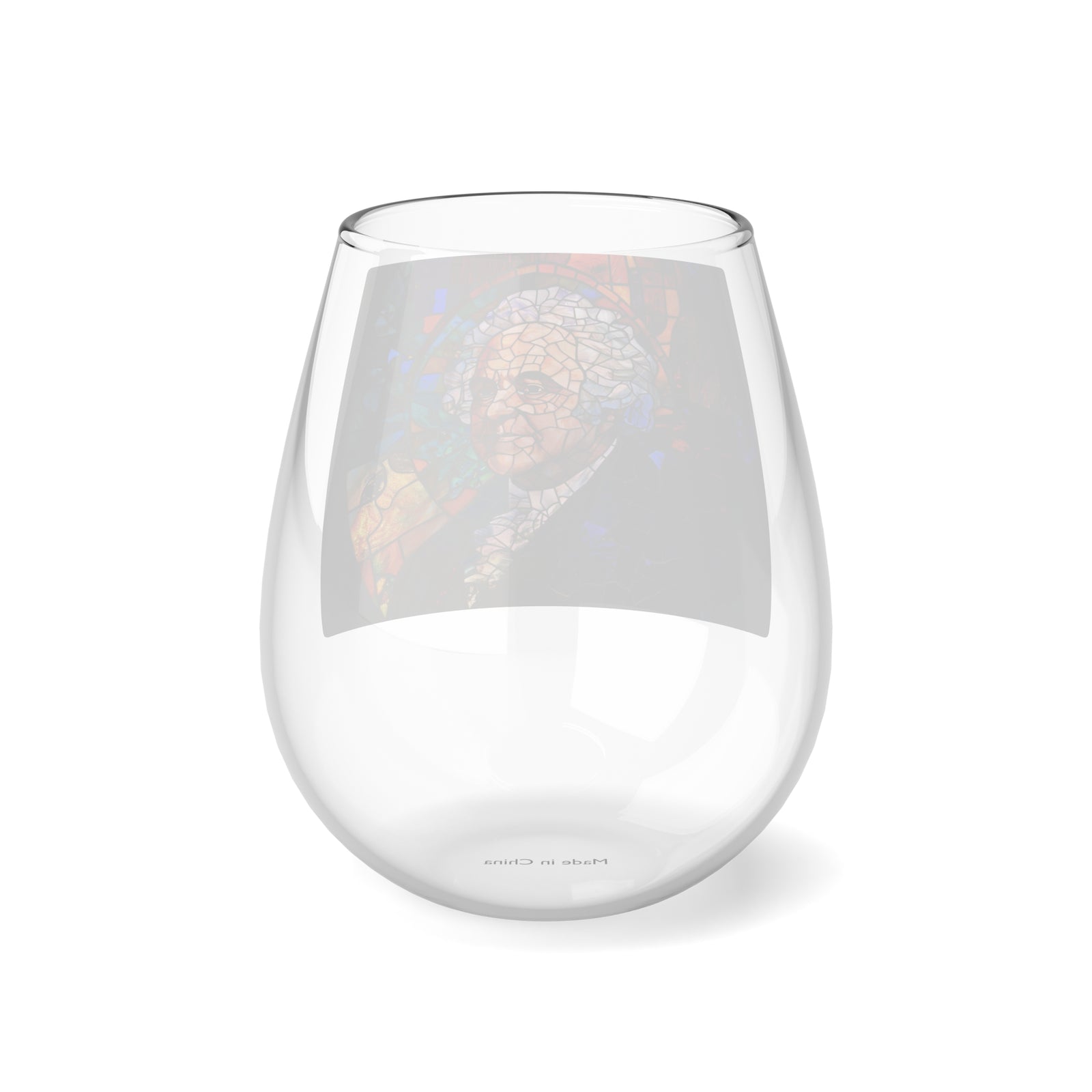 John Adams Stained Glass Wine Glass - Founding Fathers Stemless Wine Glass