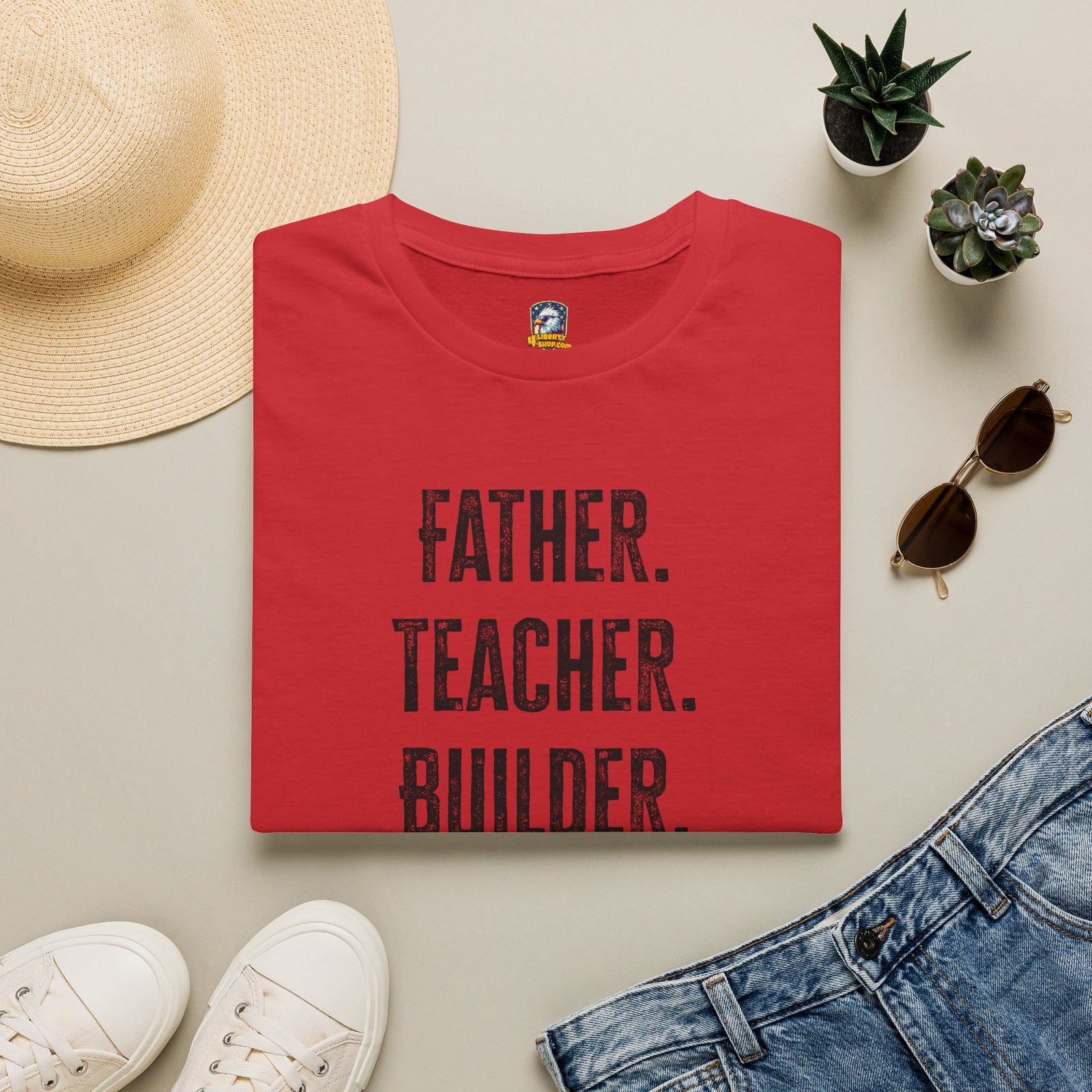 Homeschool Workshop - Father. Teacher. Builder. Homeschool Dad T-Shirt