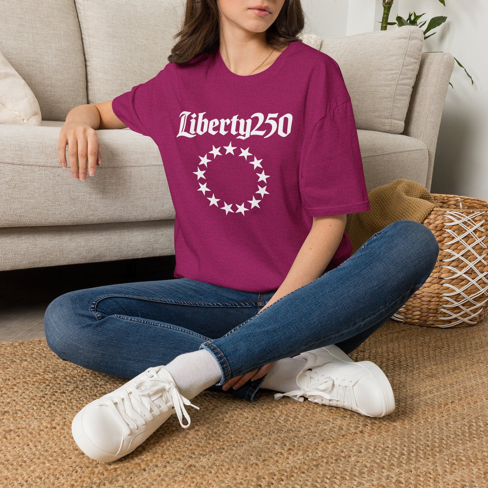 Liberty250 T-Shirt — Vintage Betsy Ross Star Circle Patriotic Tee