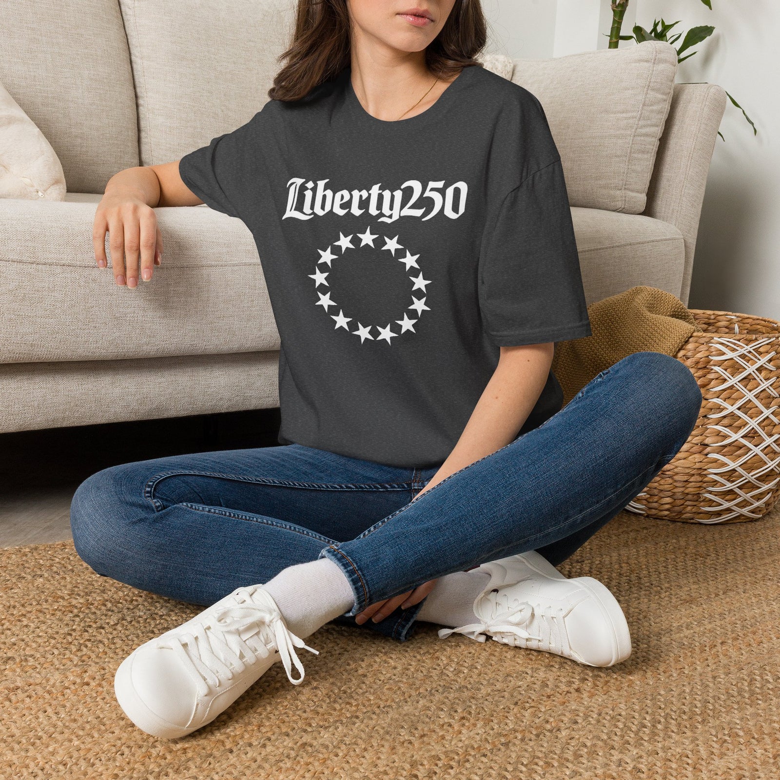 Liberty250 T-Shirt — Vintage Betsy Ross Star Circle Patriotic Tee
