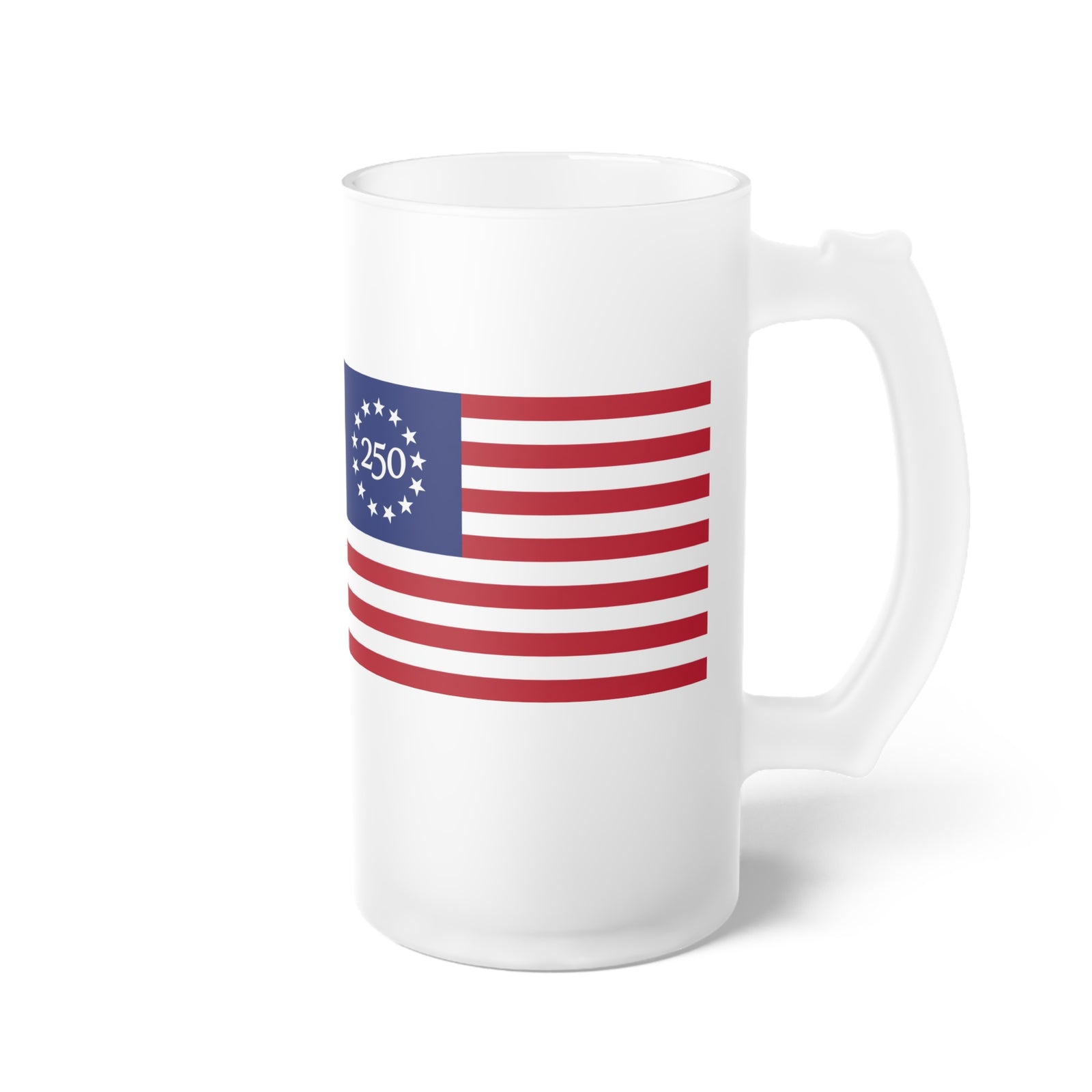 Frosted Beer Mug – 250th Anniversary Betsy Ross Flag Design