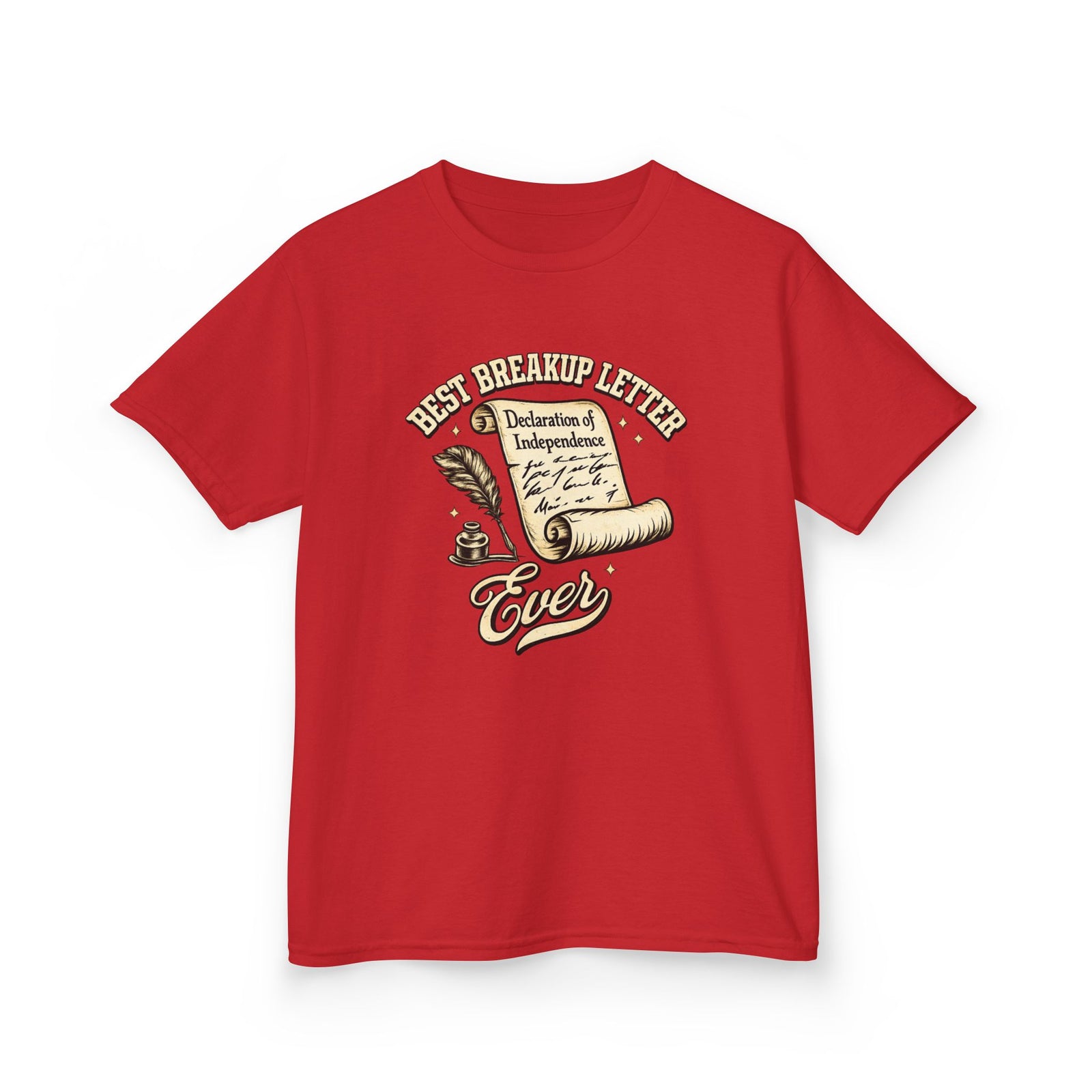 Kids T-Shirt – 'Best Breakup Letter Ever' Vintage Scroll Design