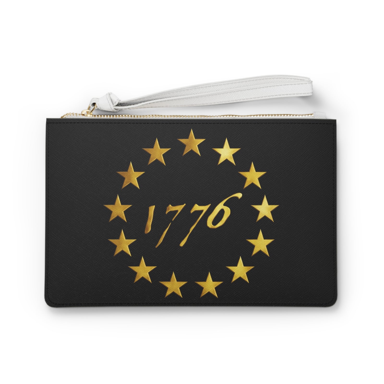 1776 Betsy Ross Stars Clutch Bag — Patriotic Gold Anniversary Wristlet