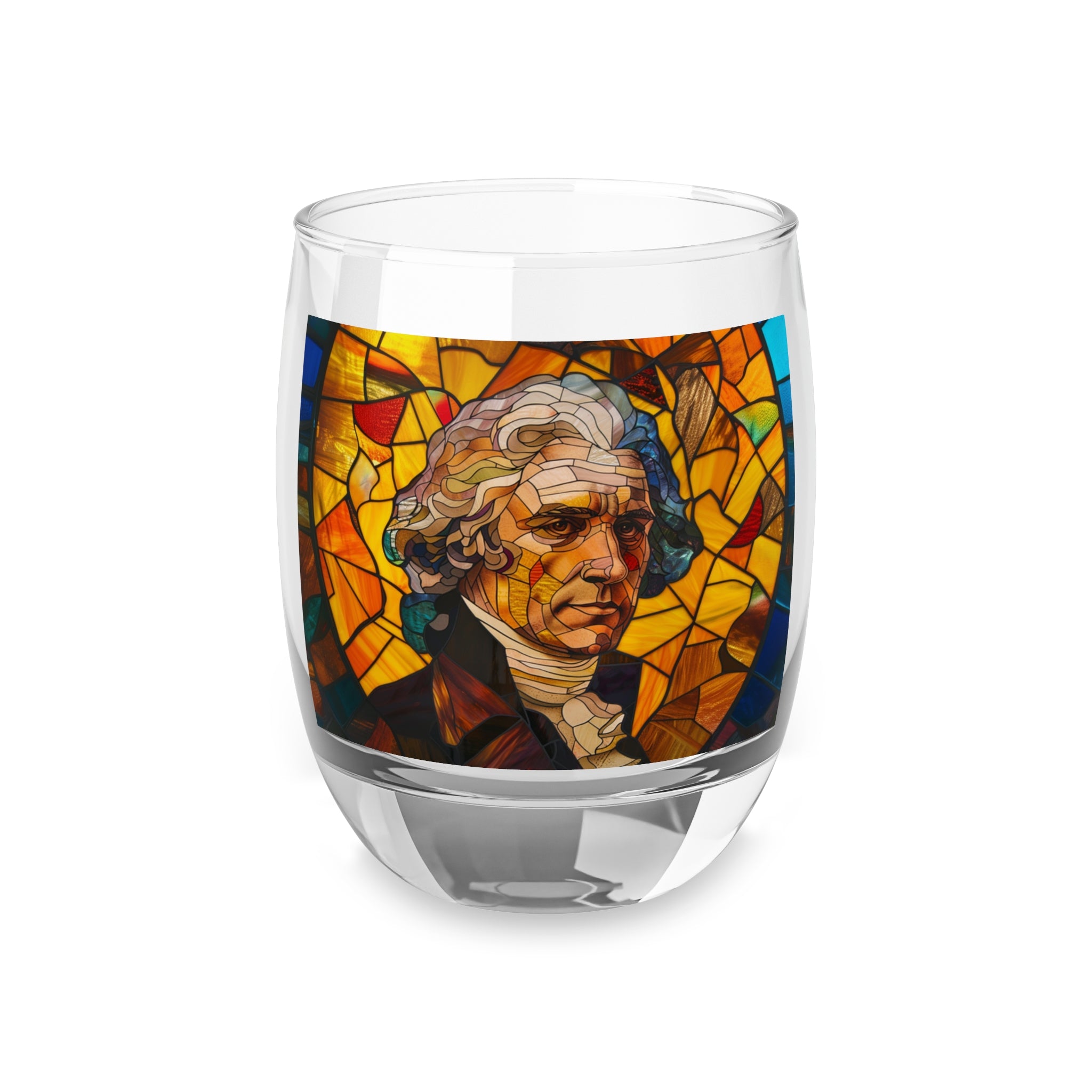 Thomas Jefferson Stained Glass Whiskey Glass - Founding Fathers Barware