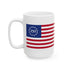 Walton & Johnson: Betsy Ross 250th Anniversary Ceramic Mug – Patriotic American Flag Coffee Cup (11oz/15oz)
