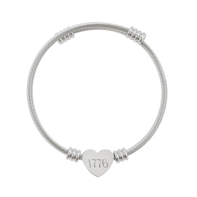 Engravable Heart Cuff Bracelet — Personalized 1776 Charm