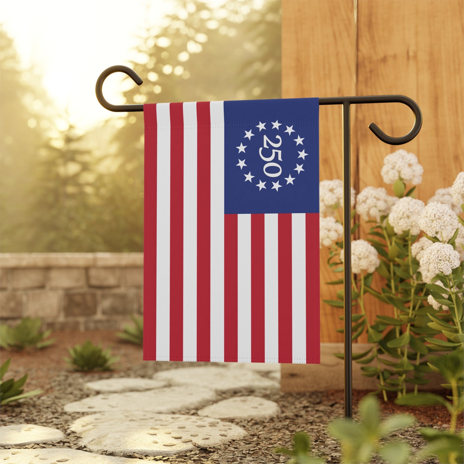 250th Anniversary American Flag Garden Banner - Patriotic House Flag